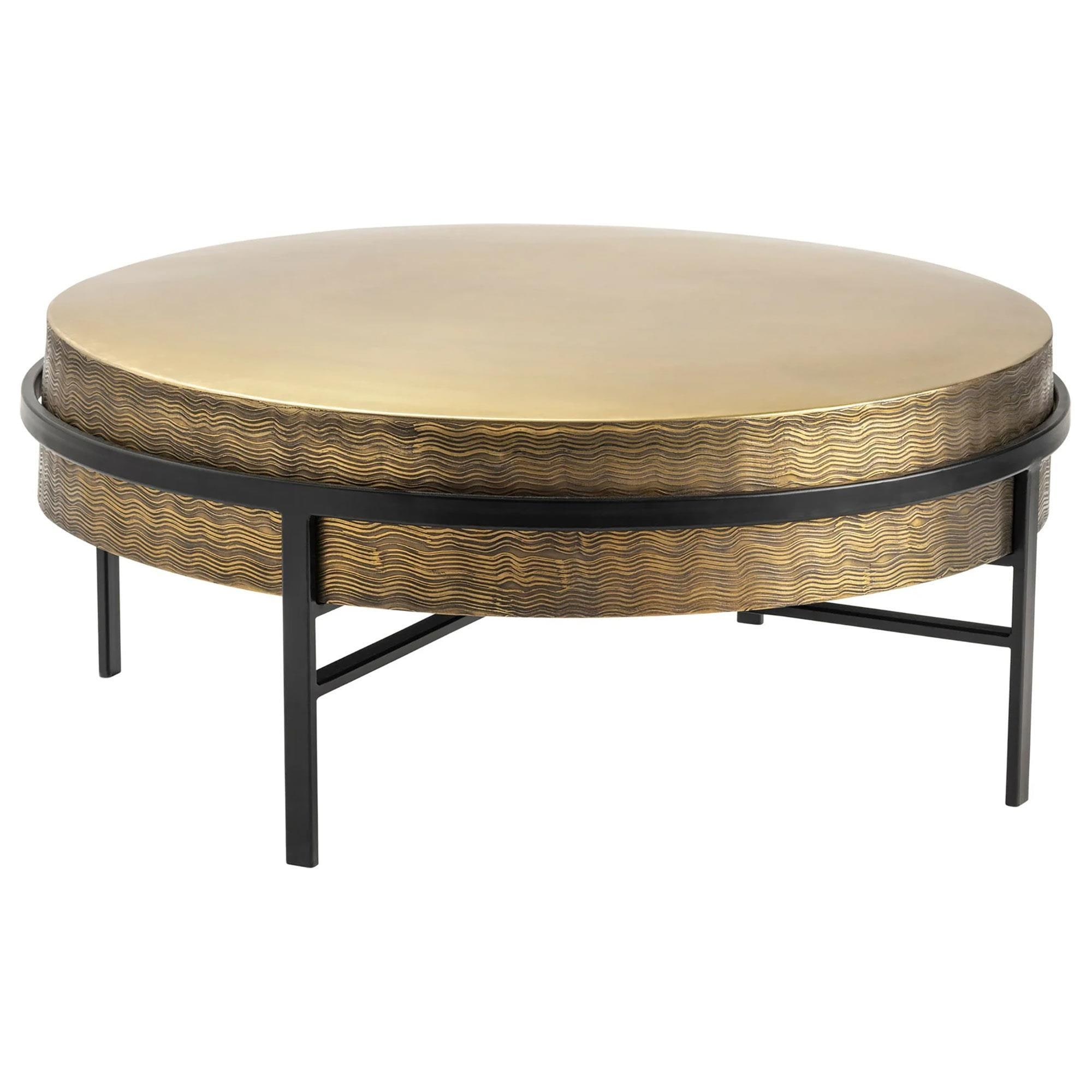 Crestview Collection Hudson Cocktail Table in Antique Brass and