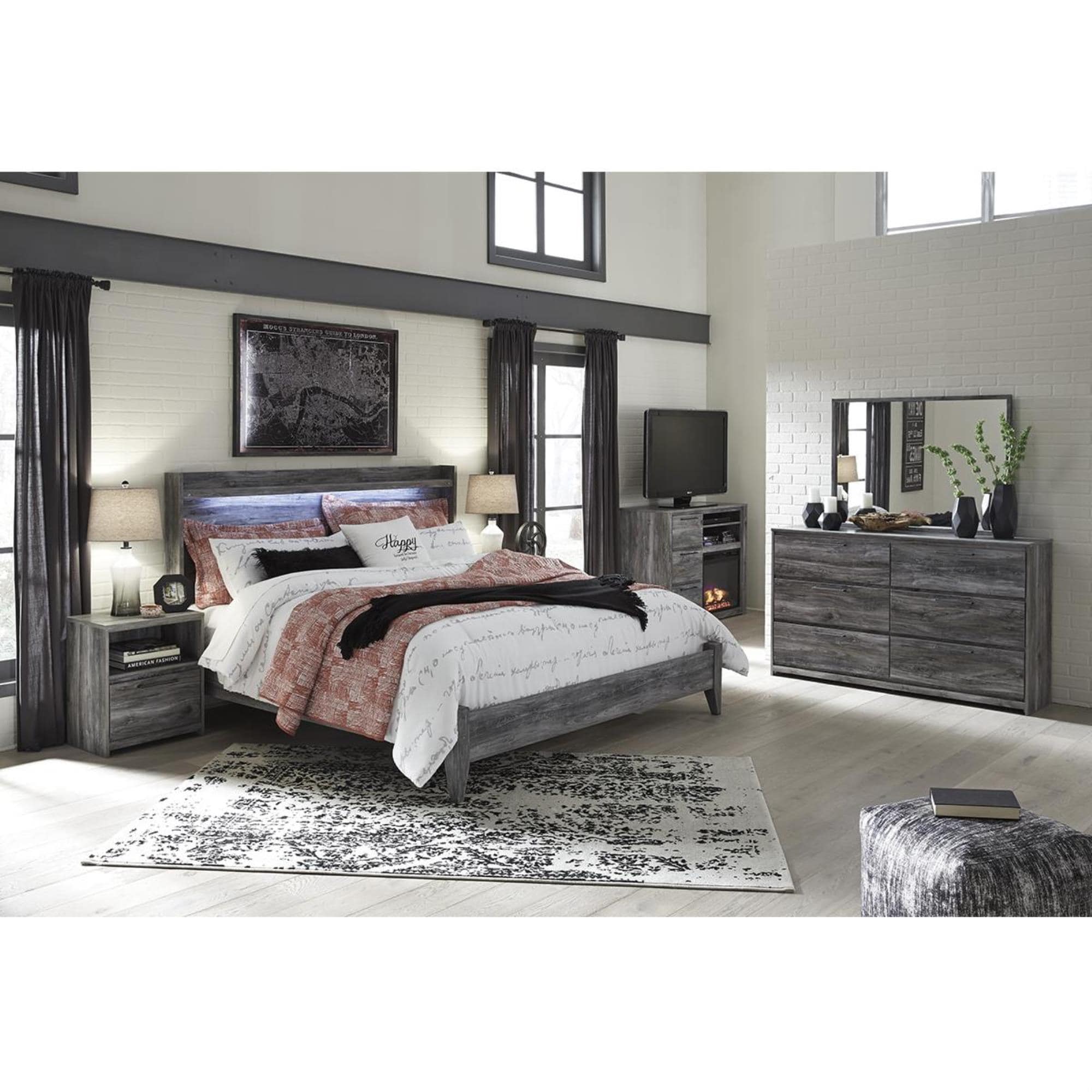 Signature Design By Ashley Baystorm 4 Piece King Bedroom Set In Smoke Gray Nebraska Furniture Mart