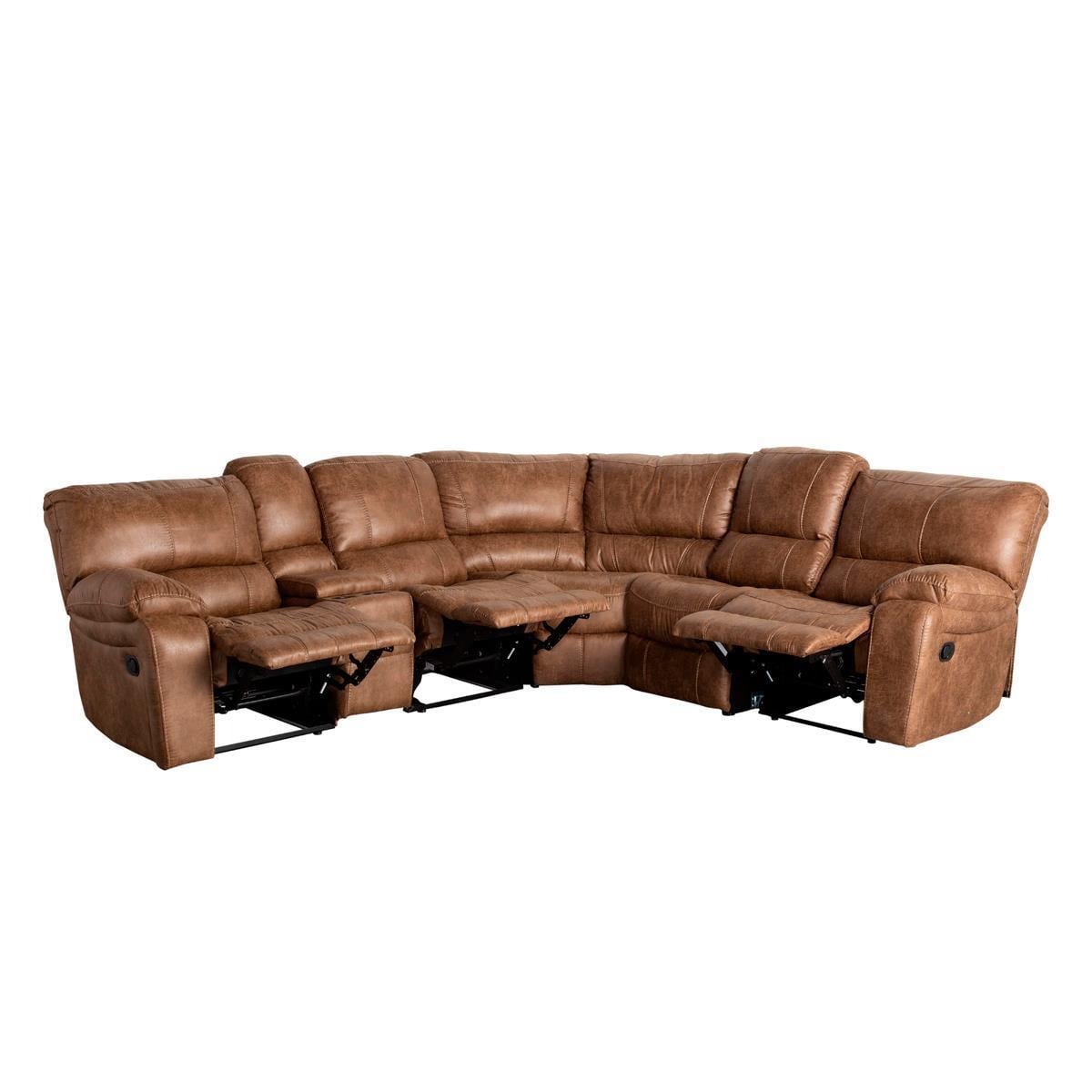 Oxford Furniture 6-Piece Manual Reclining Curved Sectional in Brown ...