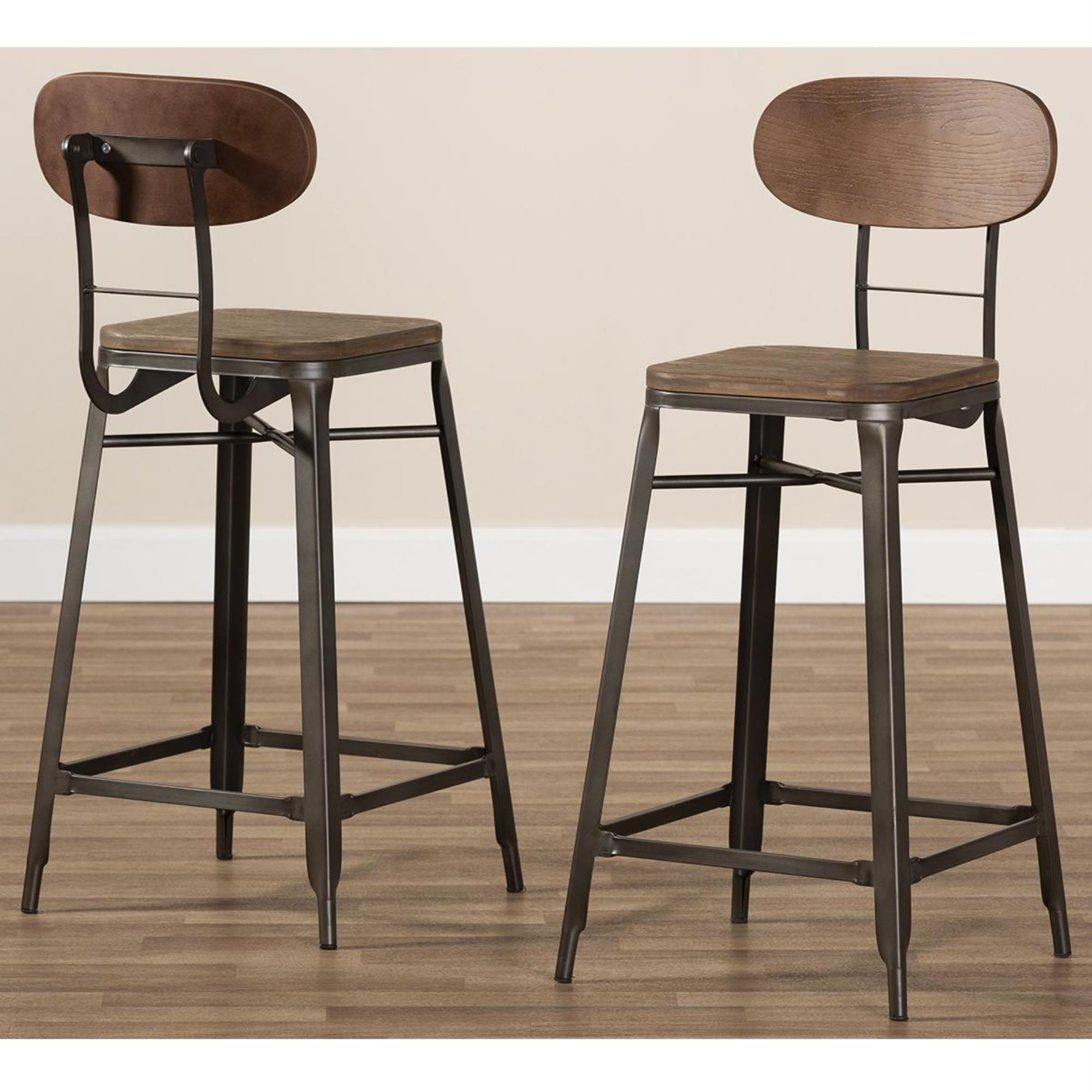 Baxton Studio Varek Stackable Counter Stools in Bamboo/Rust (Set of 2 ...