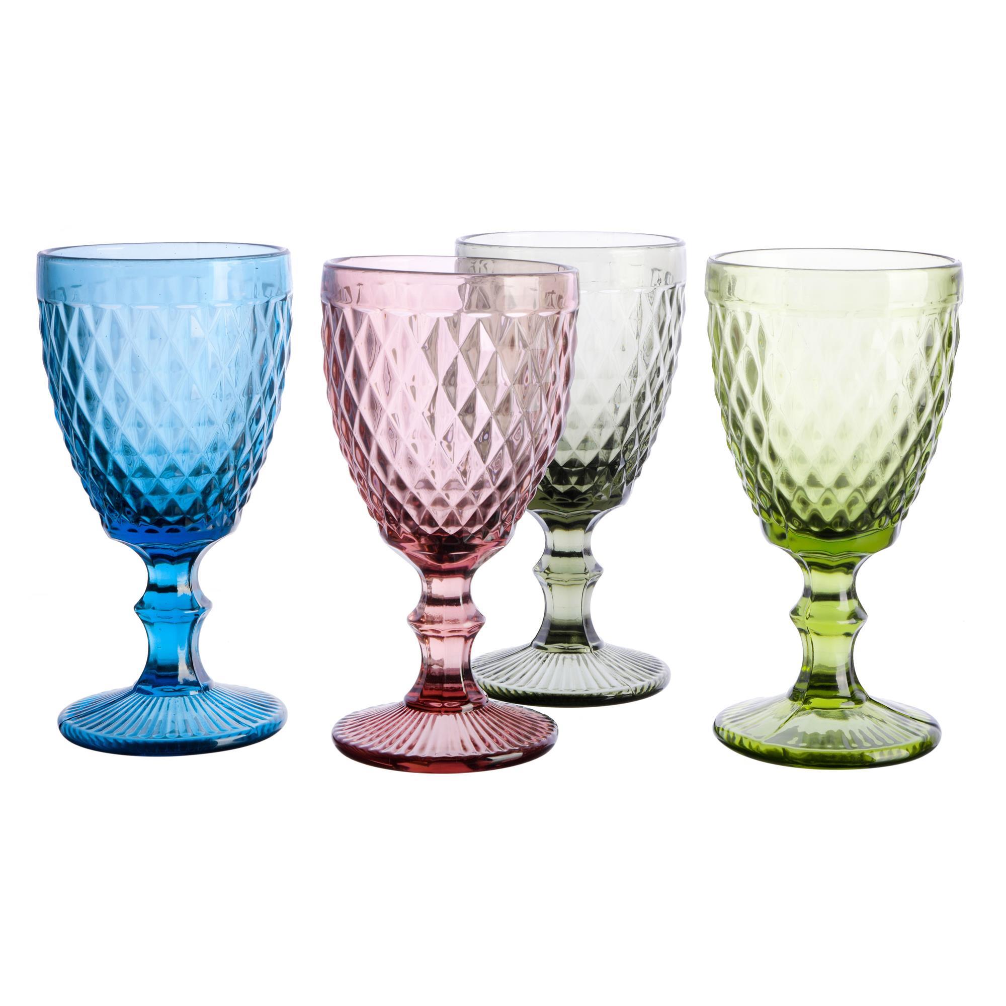 Gibson Home Rainbow Hue 4-Piece Glass Goblet Set