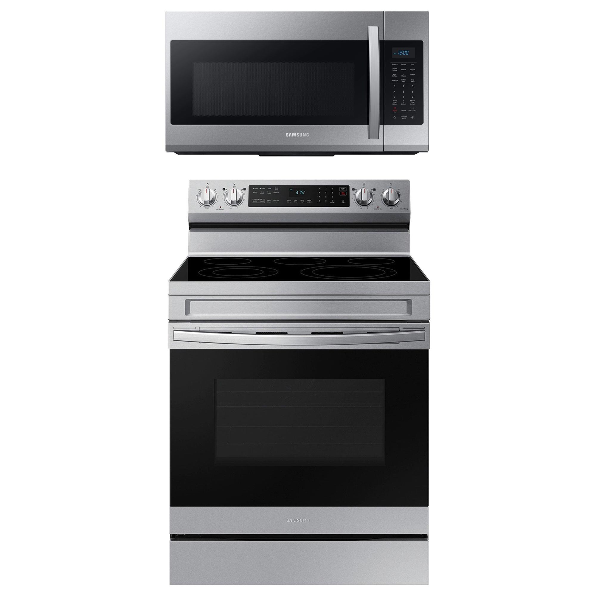 SAMSUNG 3-Door Refrigerator, Electric Range, Microwave, and