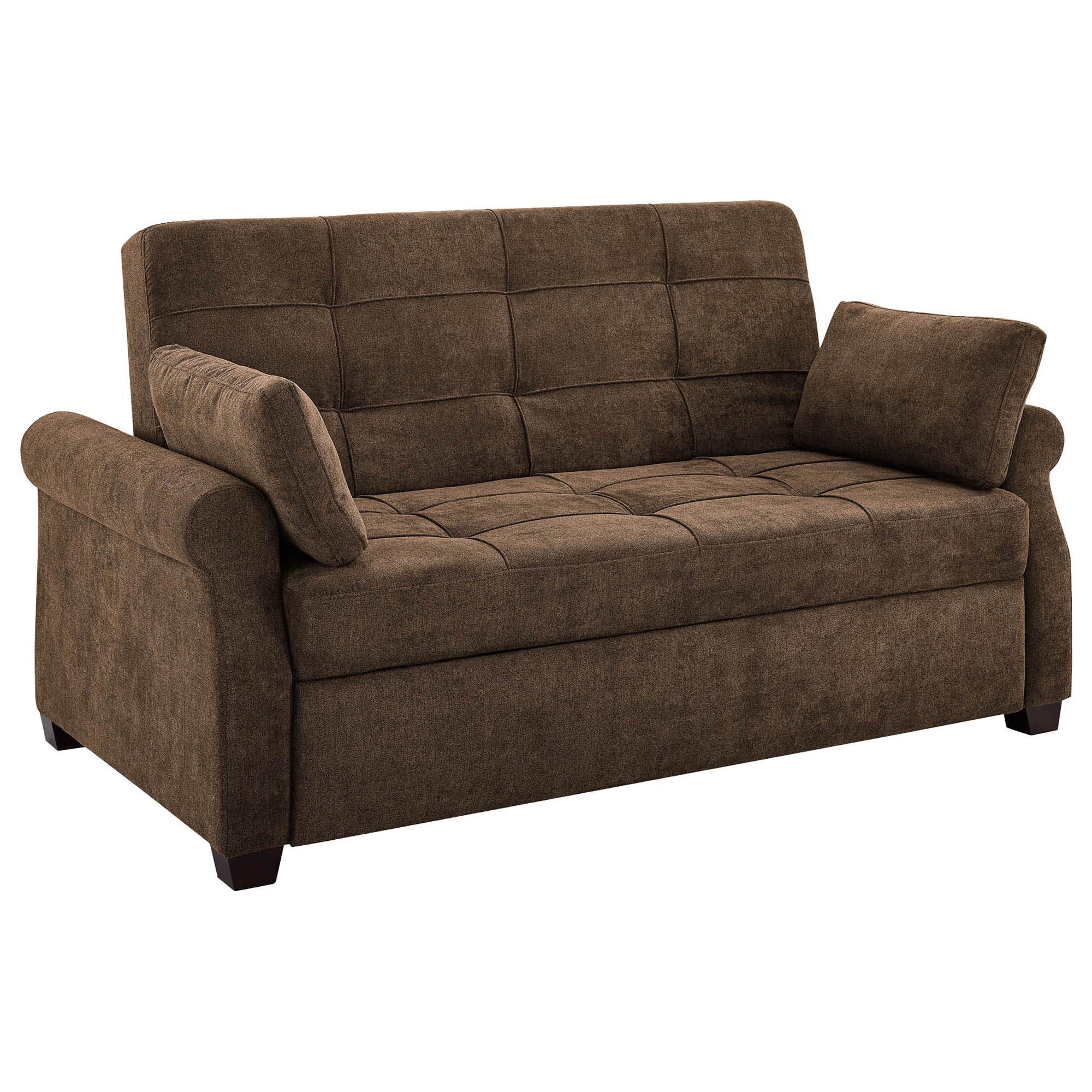 Augustus Lane Serta Simon Stationary Convertible Sofa in Brown