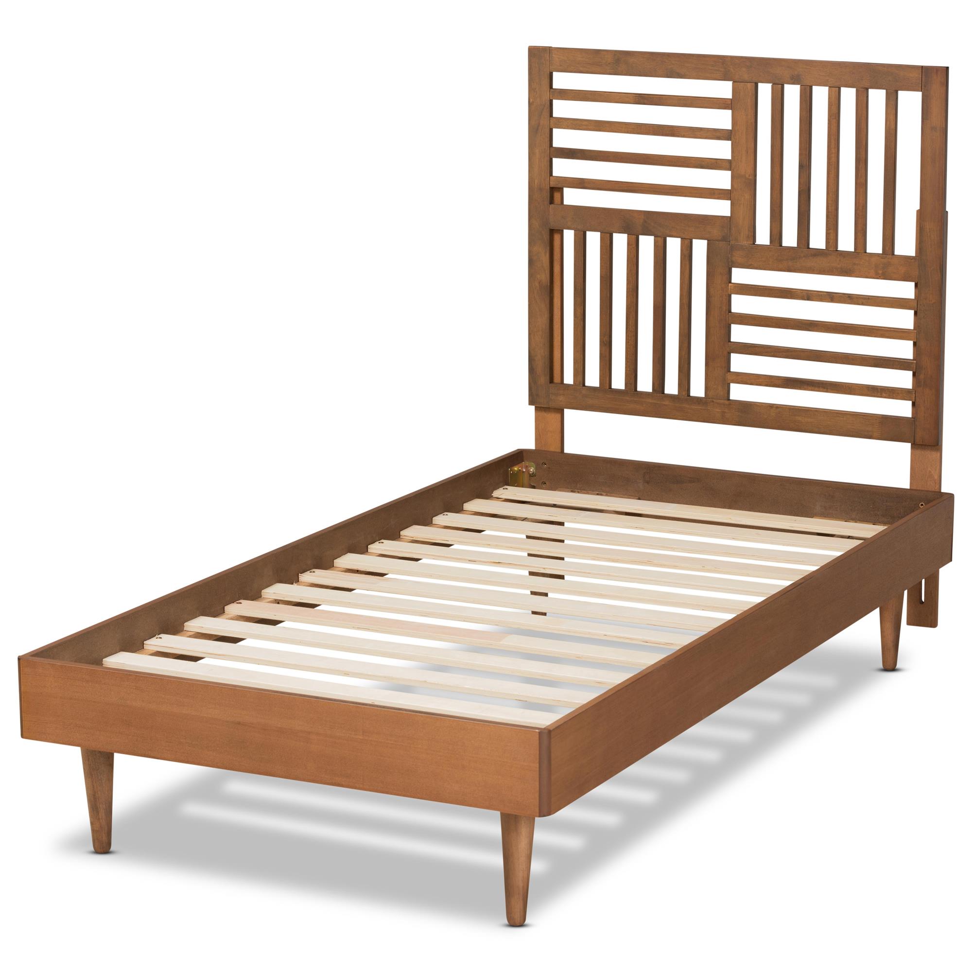 Baxton Studio Romy Twin Platform Bed in Walnut Brown | NFM