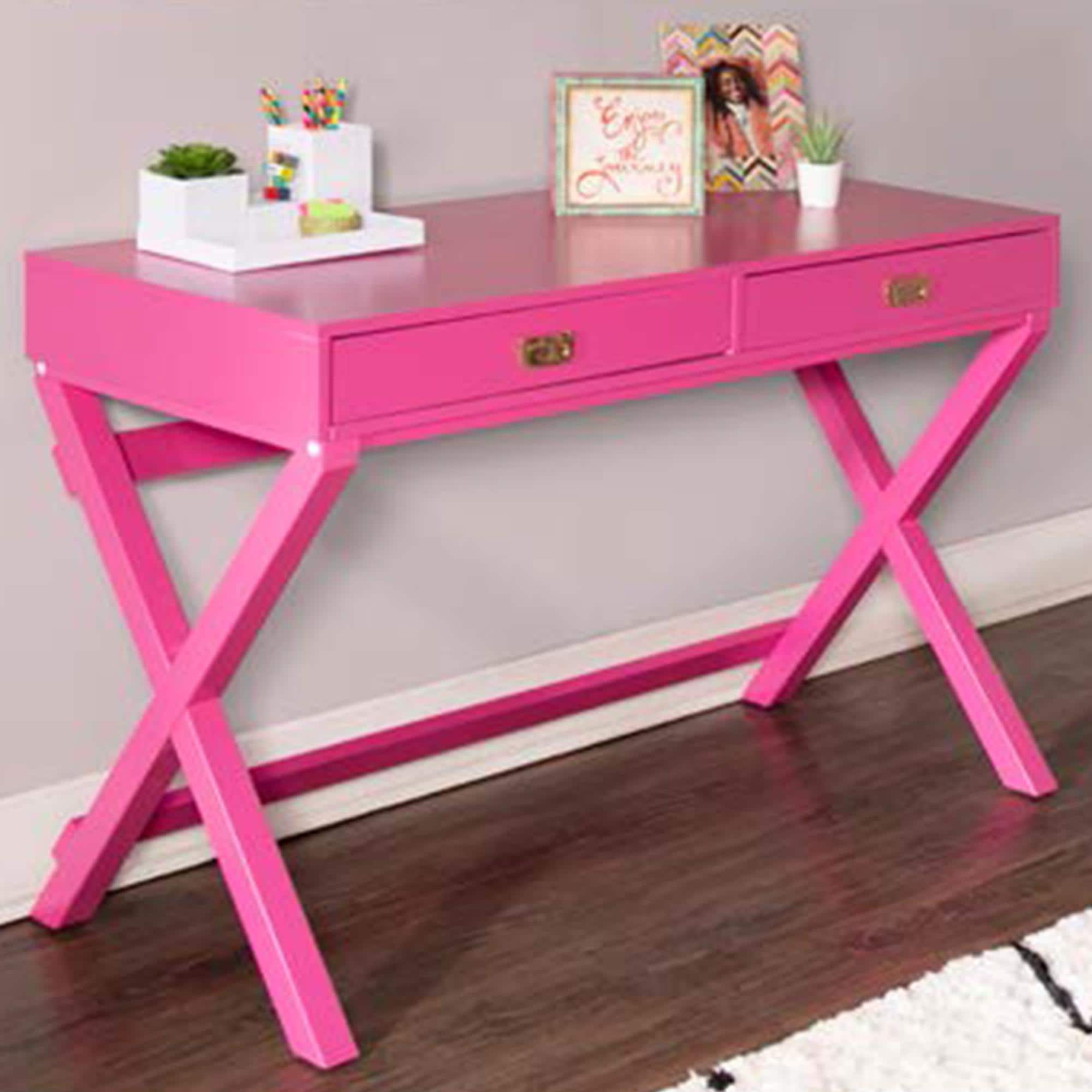 Ameriwood Home Bernay 36 in. Light Pink Desk with Rolling Cart