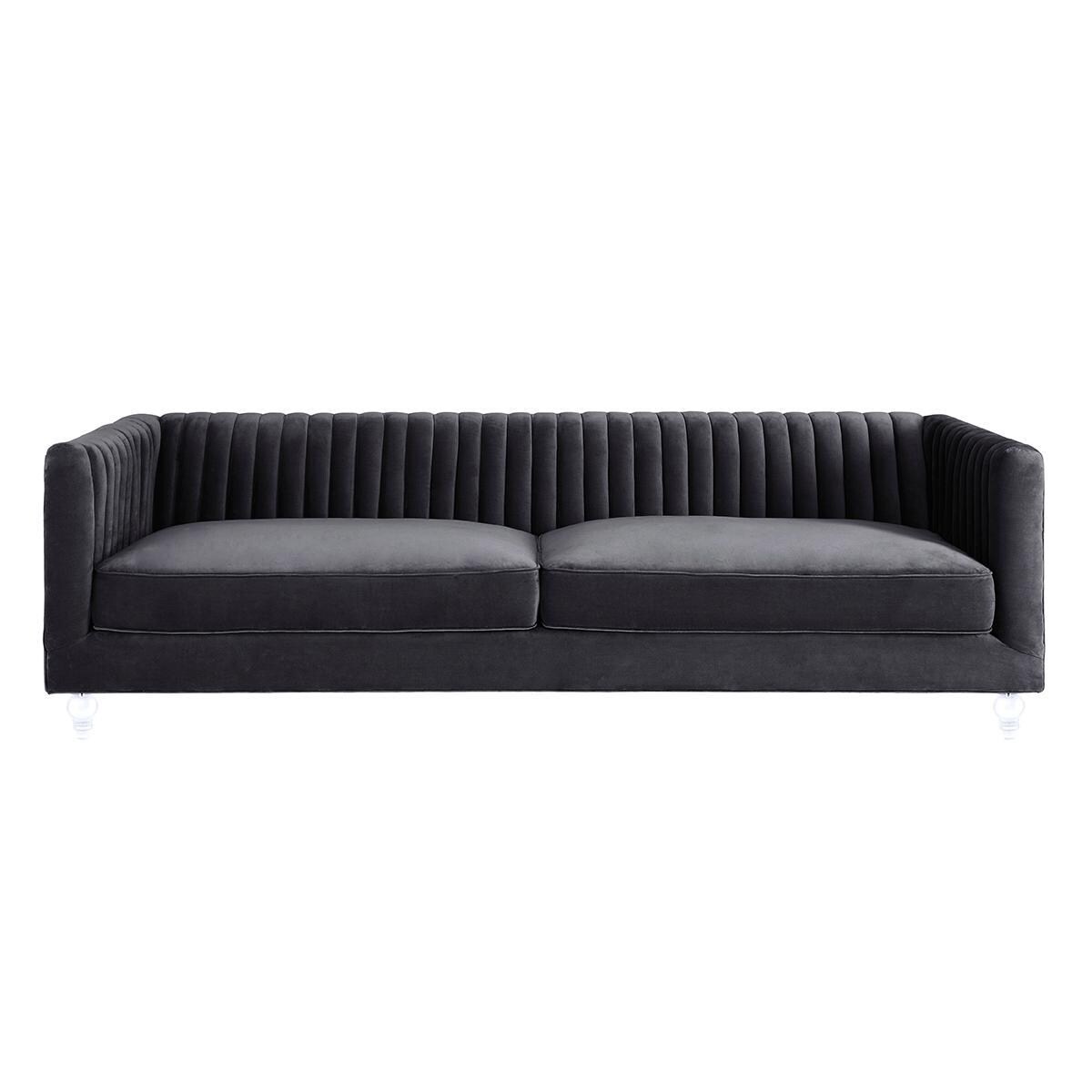 Tov Furniture Aviator Sofa in Grey Velvet | NFM