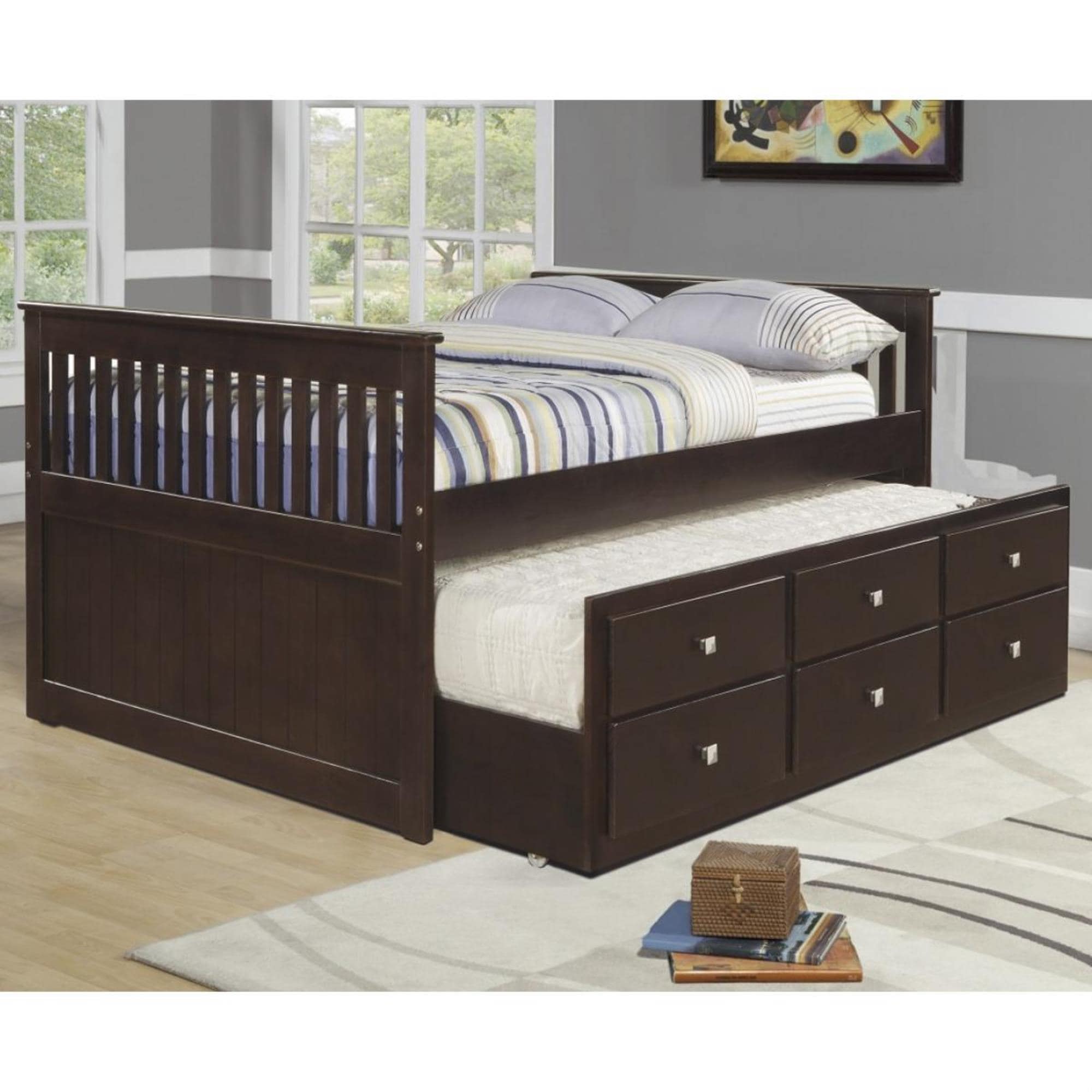 Cambria Designs Twin Bed with Trundle in Dark Cappuccino | Nebraska ...