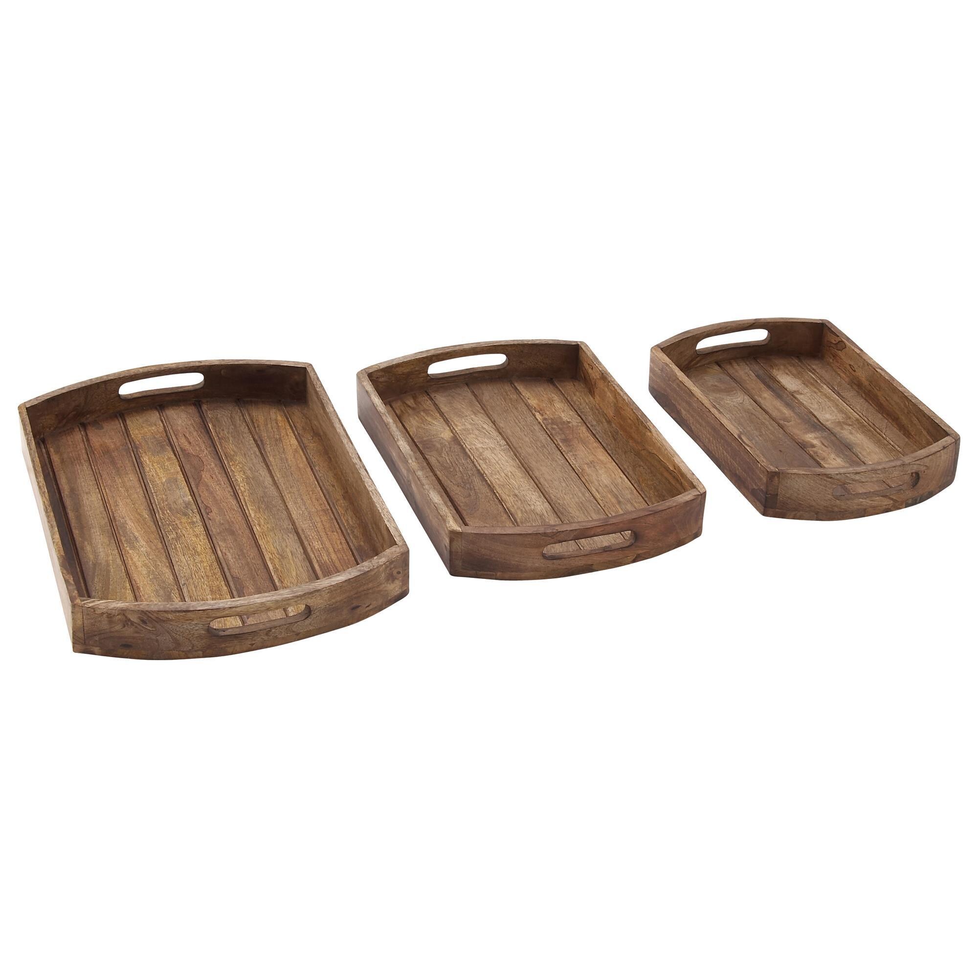 Maple and Jade Rustic Tray in Light Brown (Set of 3) | NFM