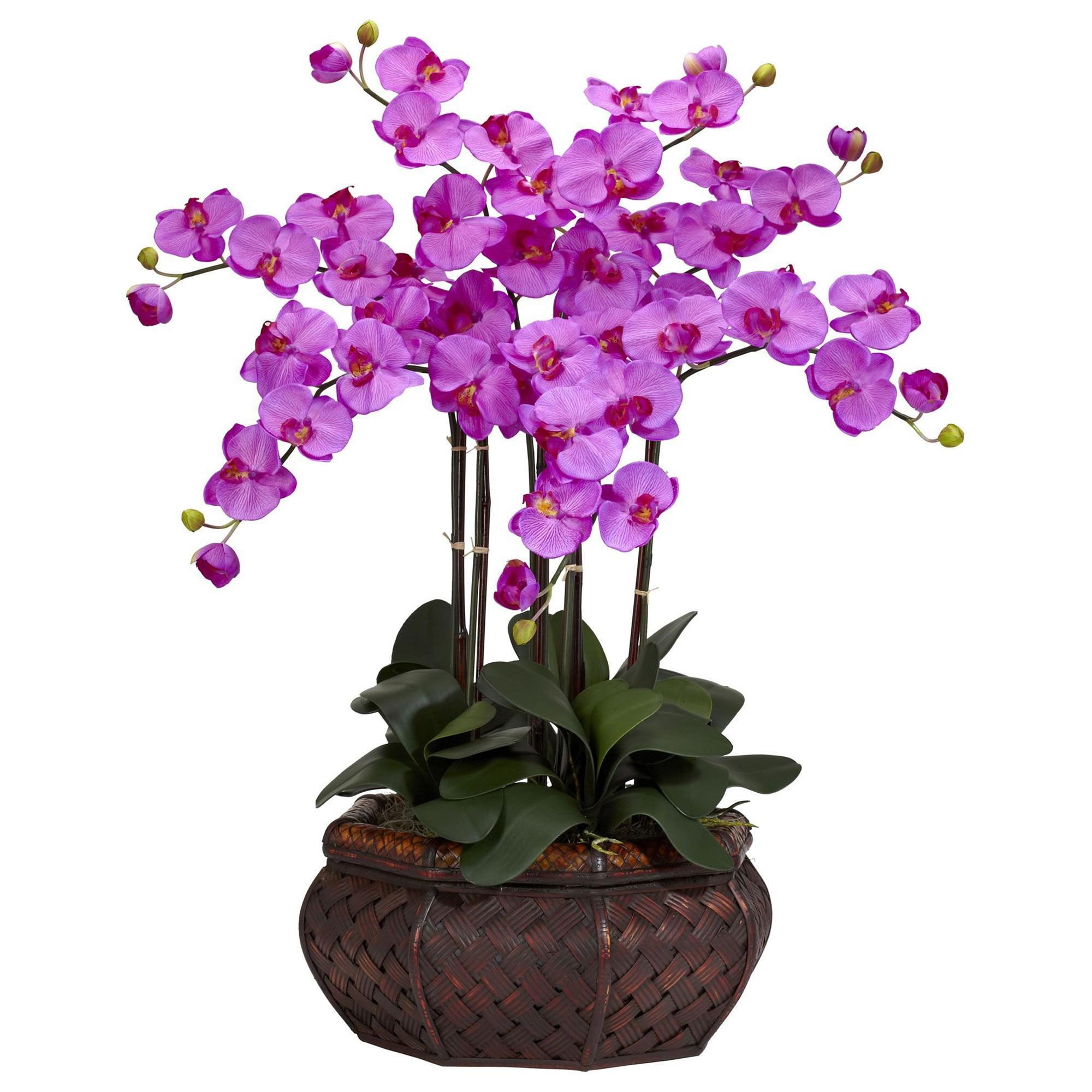 Nearly Natural Inc Large Phalaenopsis Silk Flower Arrangement in Orchid ...