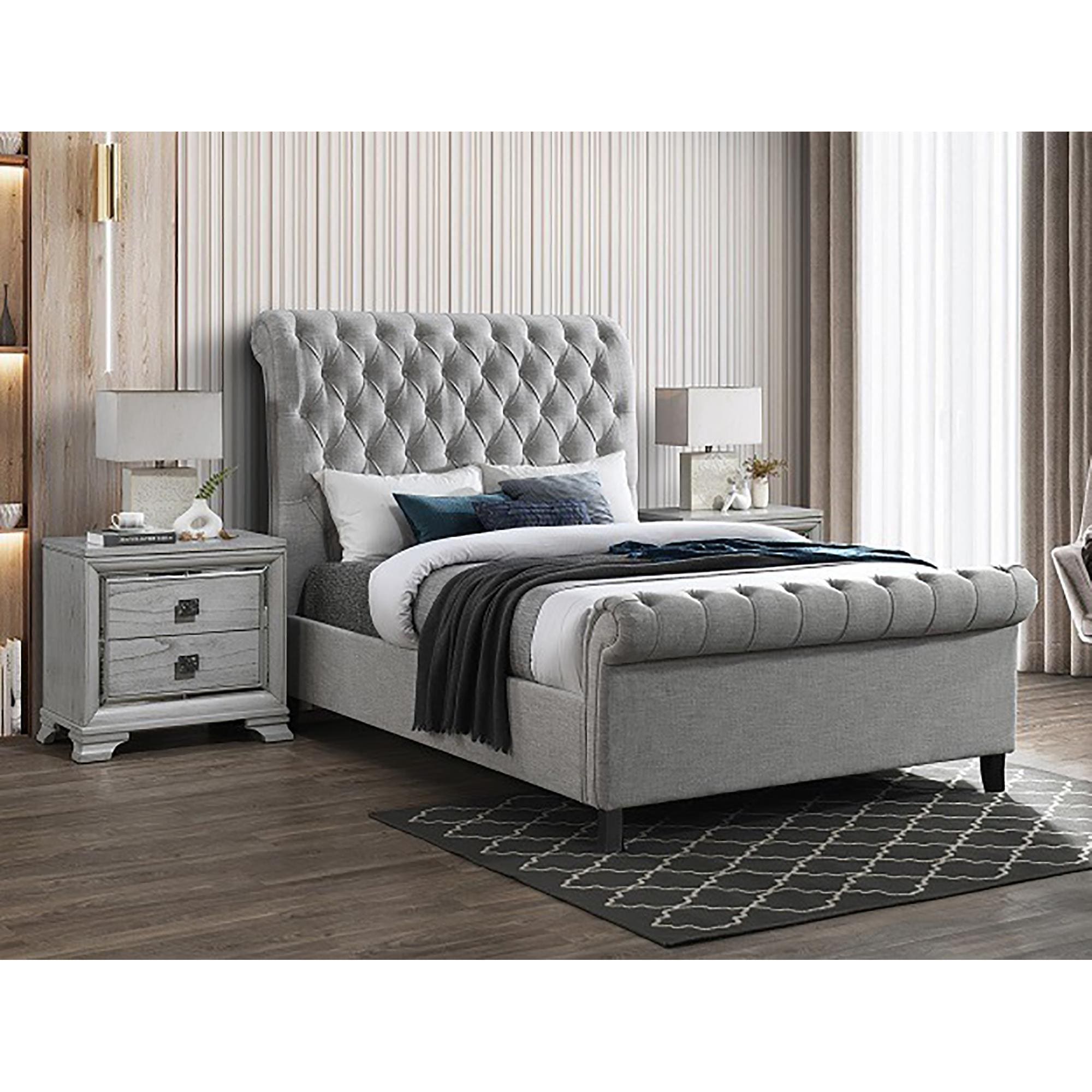 Claremont Kate Queen Sleigh Bed in Gray | NFM