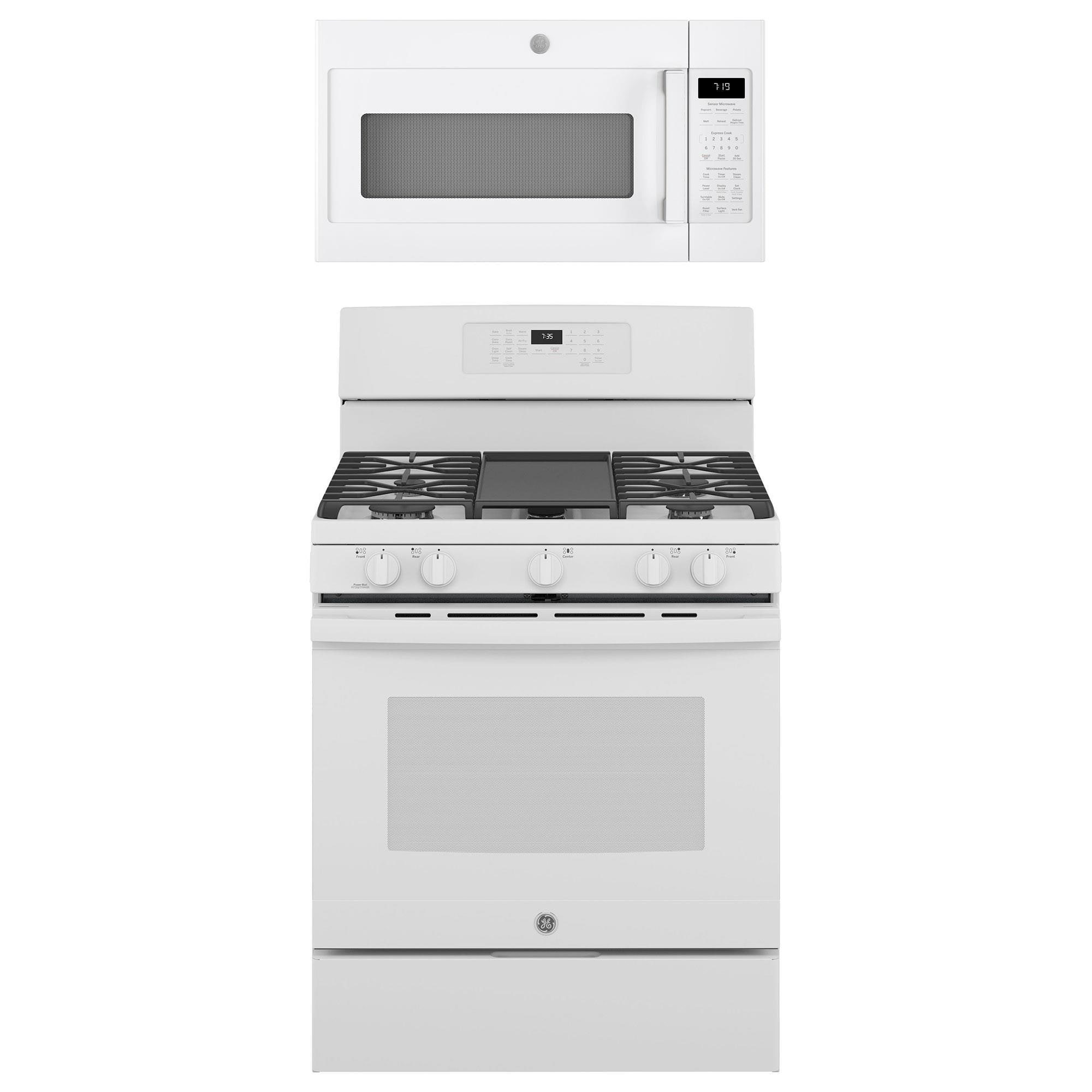 GESSGASRANGEMICROPAIR by Packages - GE Gas Range & Over the Range Microwave  2 Piece Package