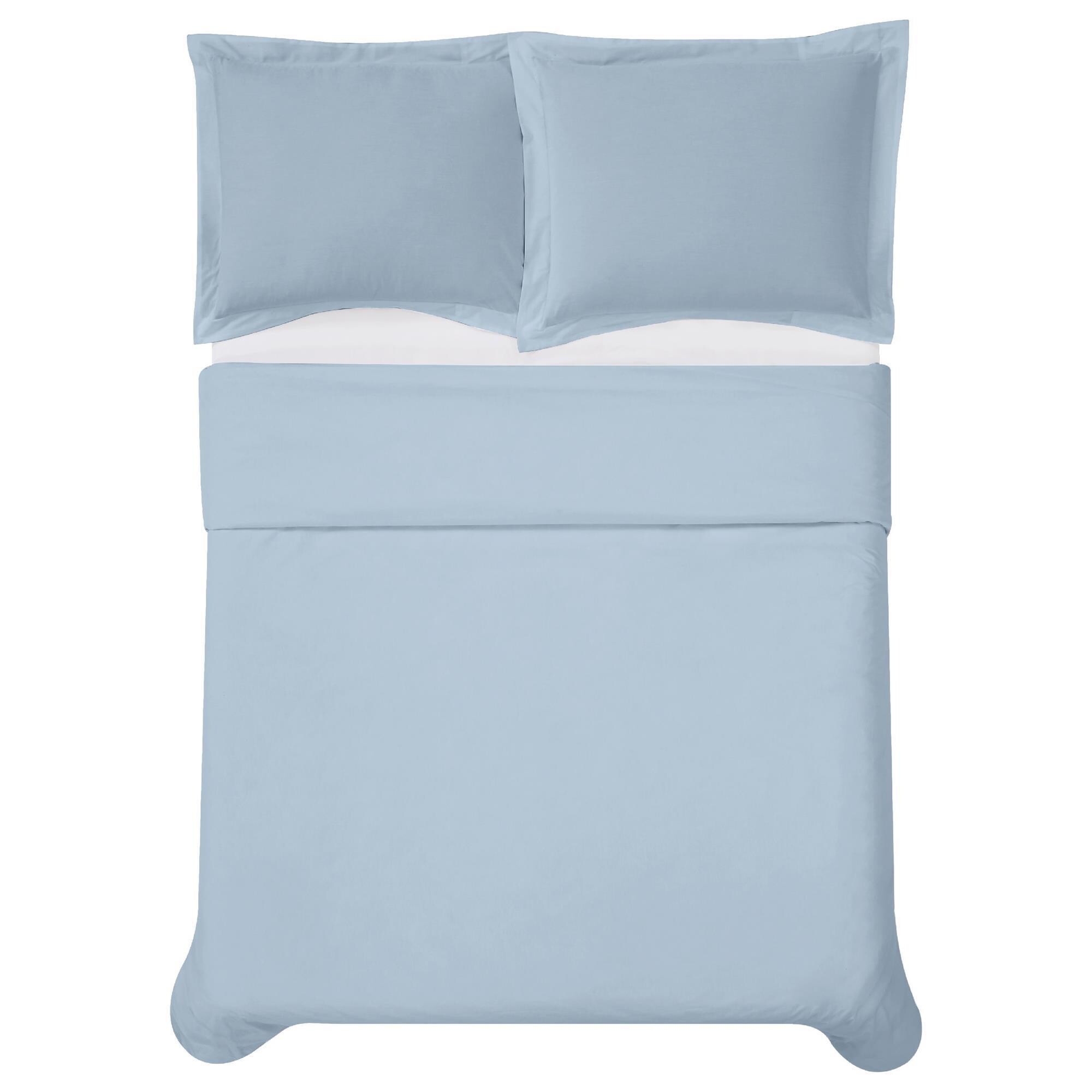 Cannon Solid Percale 3-Piece Grey Cotton Full/Queen Duvet Cover