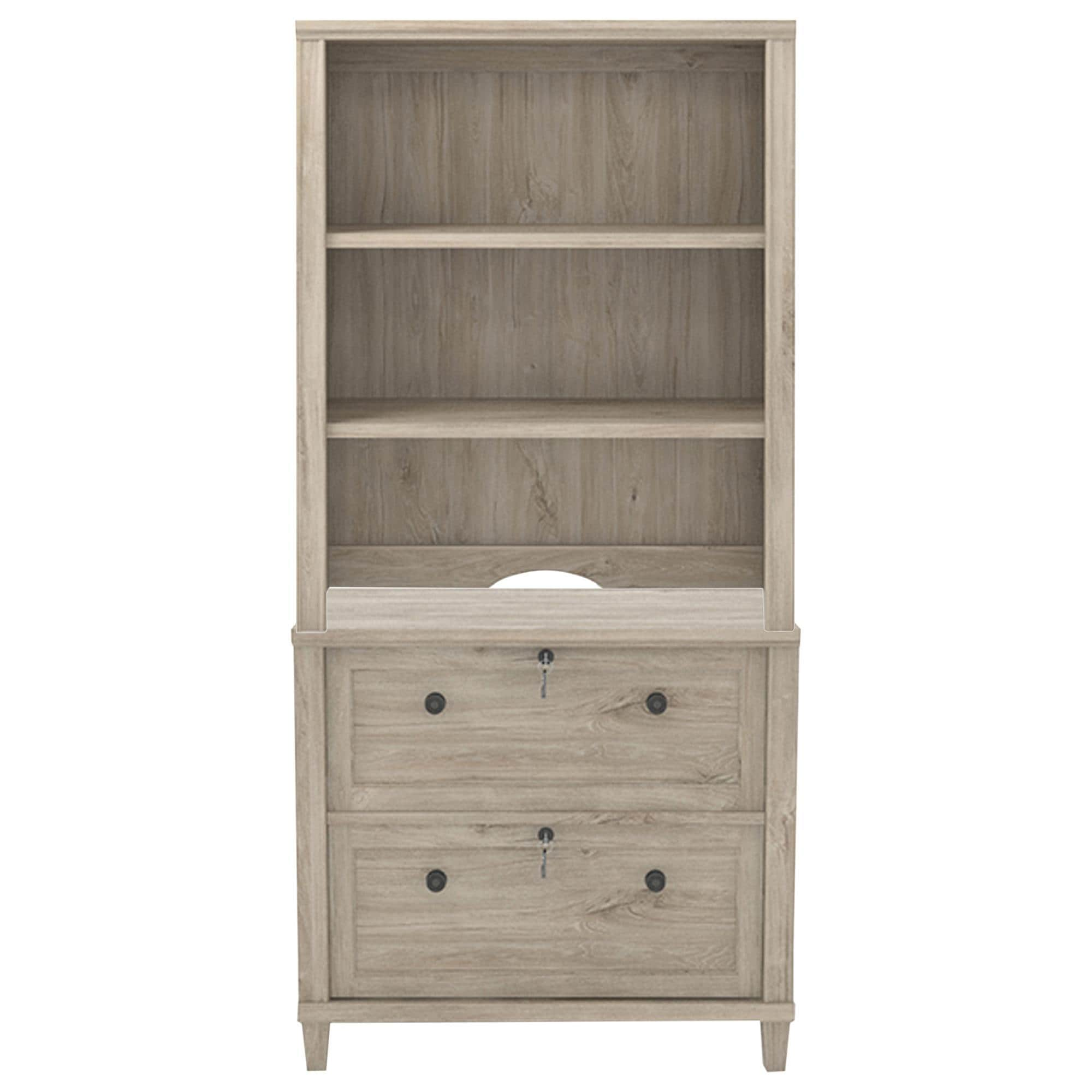 Sauder Hammond 2-Drawer Lateral File Cabinet with Hutch in Chalk Oak ...