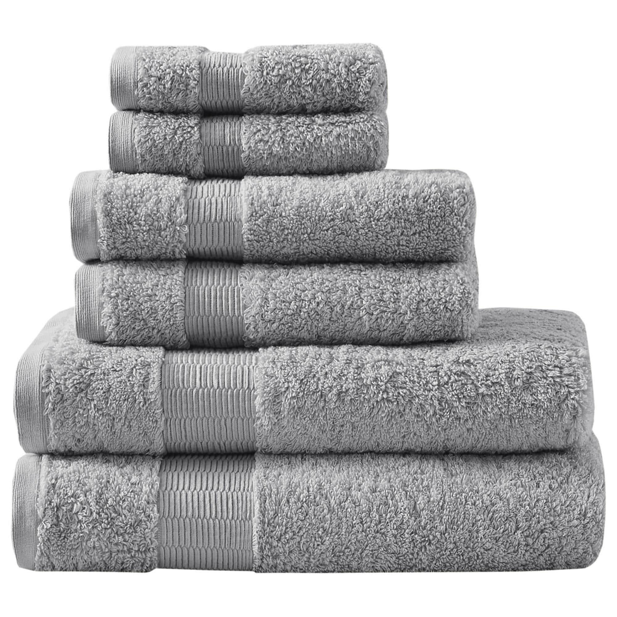 Shop Luxor 100% Egyptian Cotton 6 Piece Towel Set Charcoal, Bath Towels