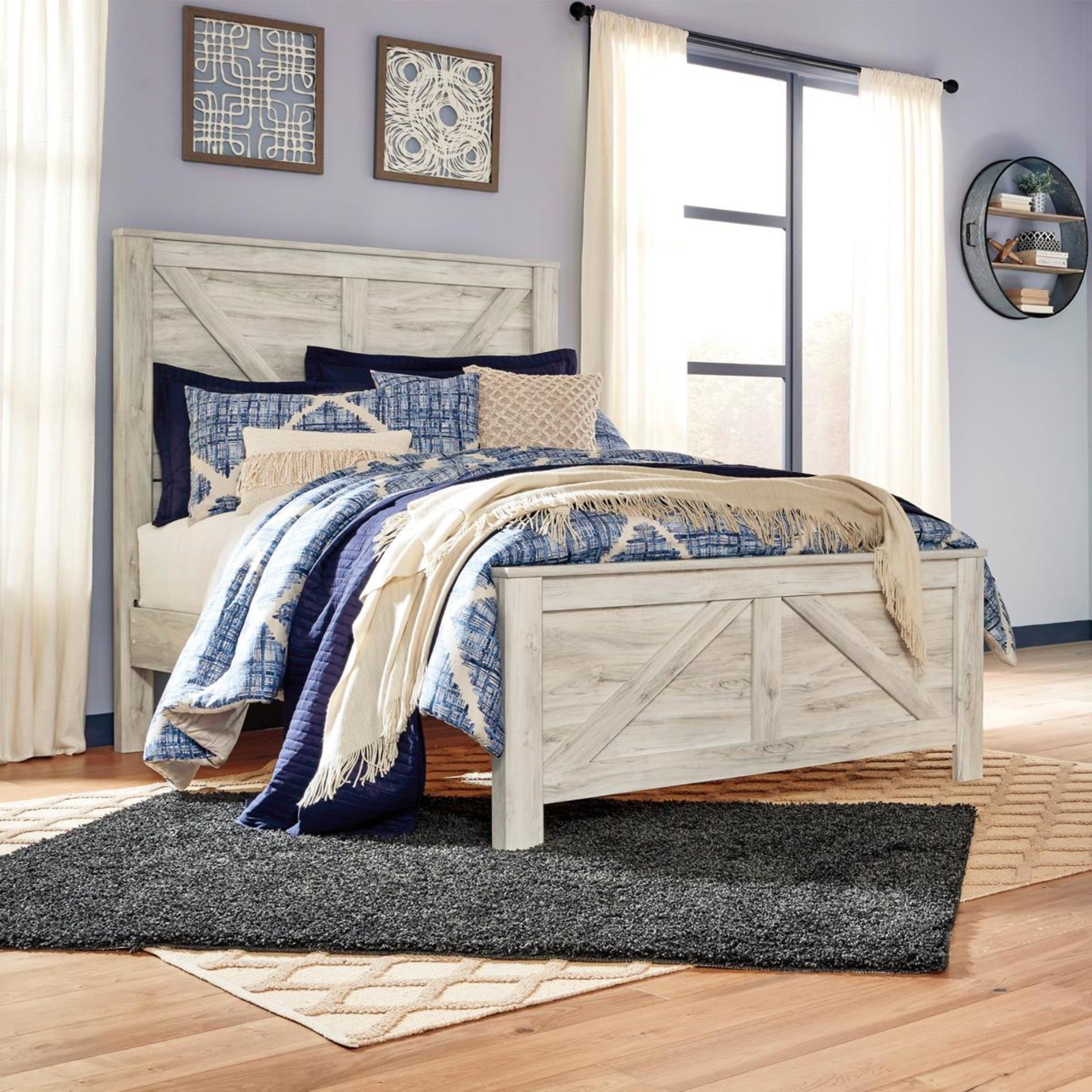 Abby White Washed Cane Panel Bed Queen - The Design Tap