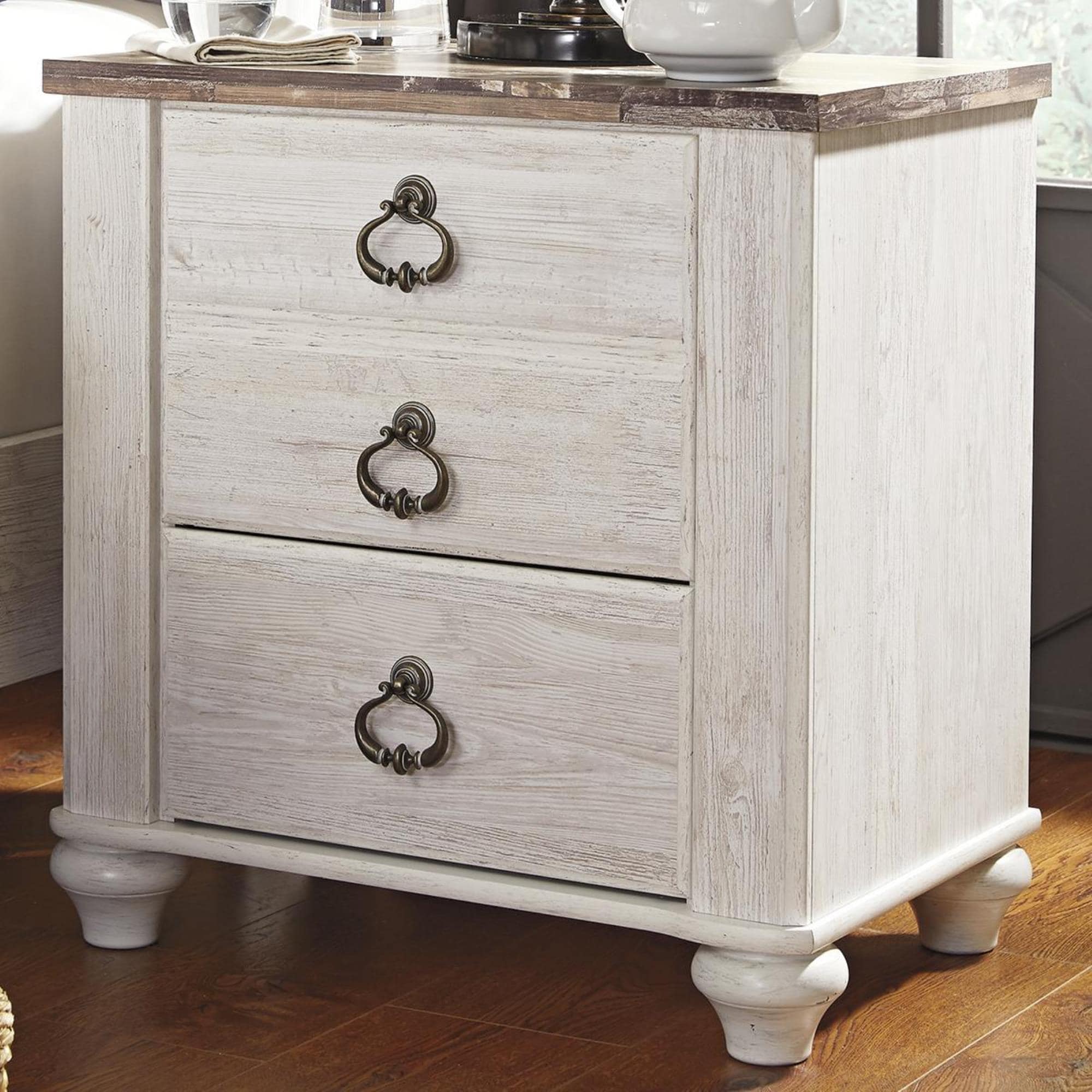 whitewash nightstand set of 2