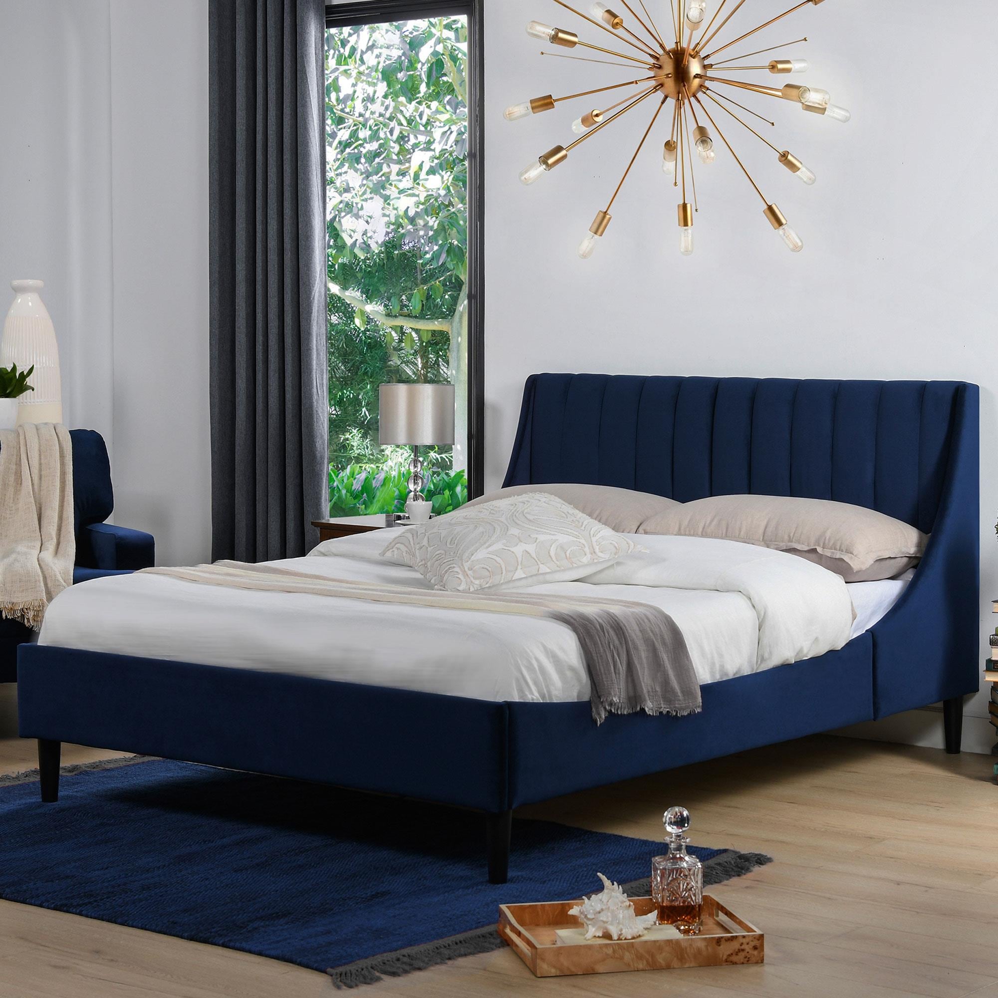 Jennifer Taylor Home Aspen Queen Platform Bed In Navy Blue 