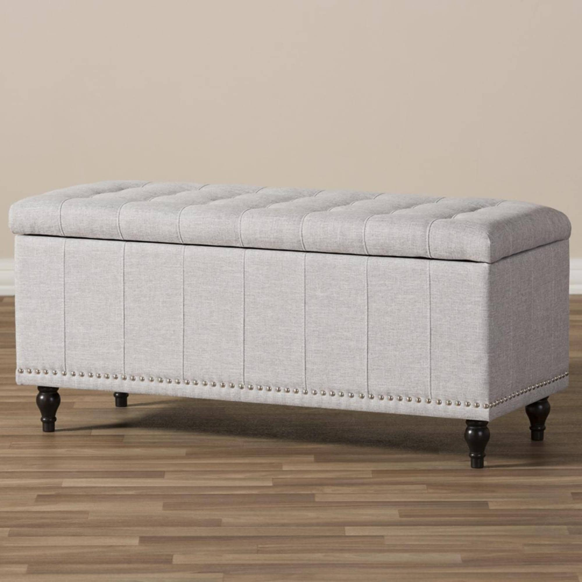 Baxton Studio Kaylee Upholstered Storage Ottoman Bench in Grayish