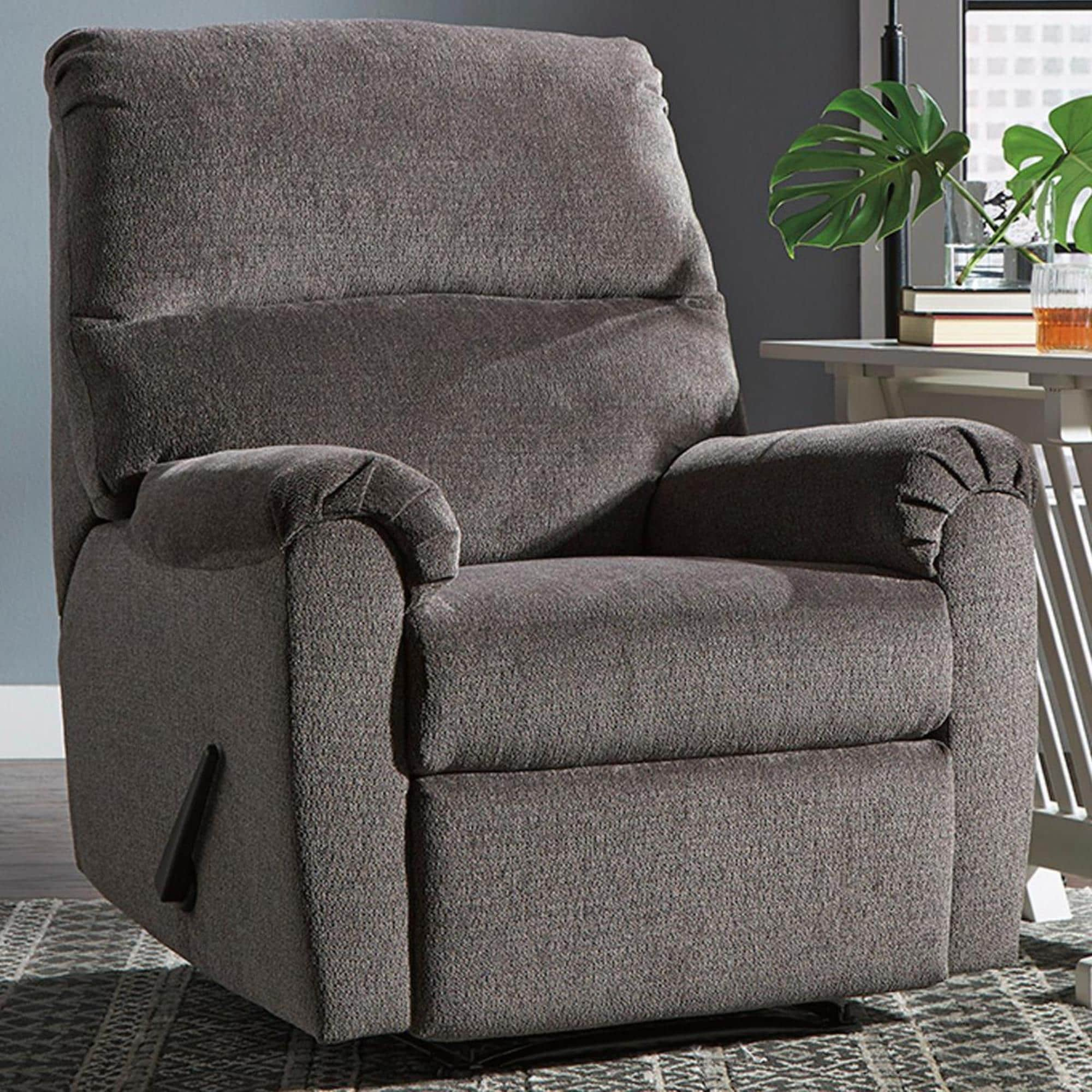 Signature Design By Ashley Nerviano Manual Zero Wall Recliner In Gray 