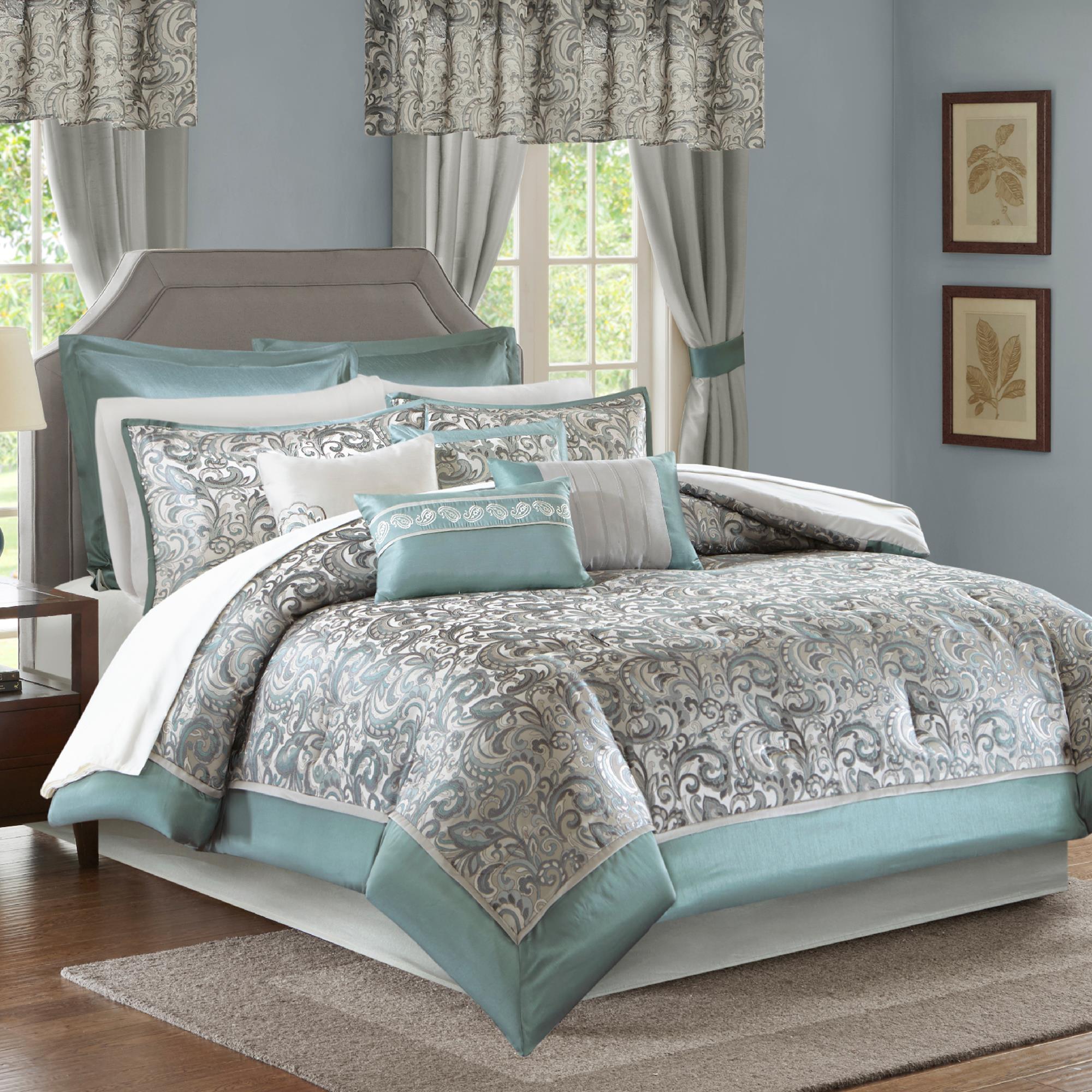 Hampton Park Brystol 24-Piece California King Room in a Bag in Teal | NFM