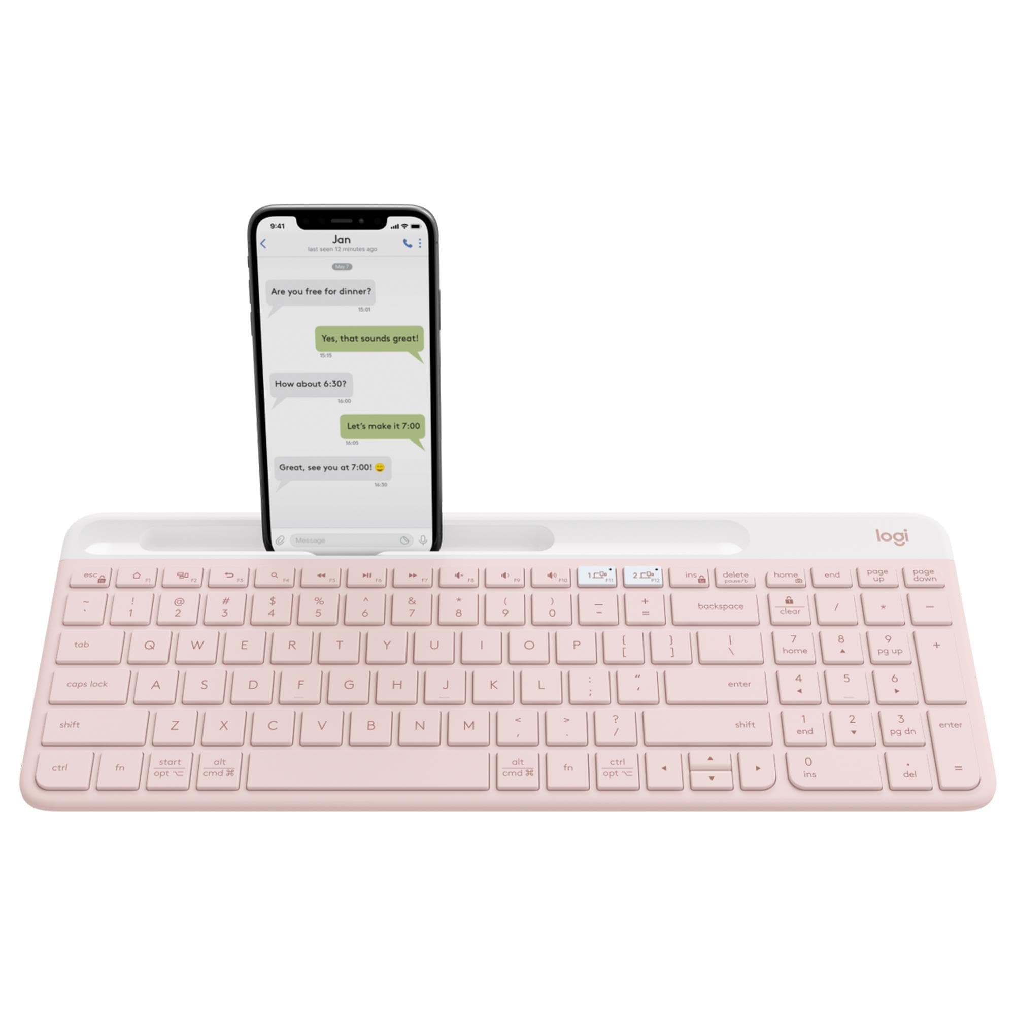 Logitech Slim Multi-Device Wireless Keyboard in Rose | Shop NFM