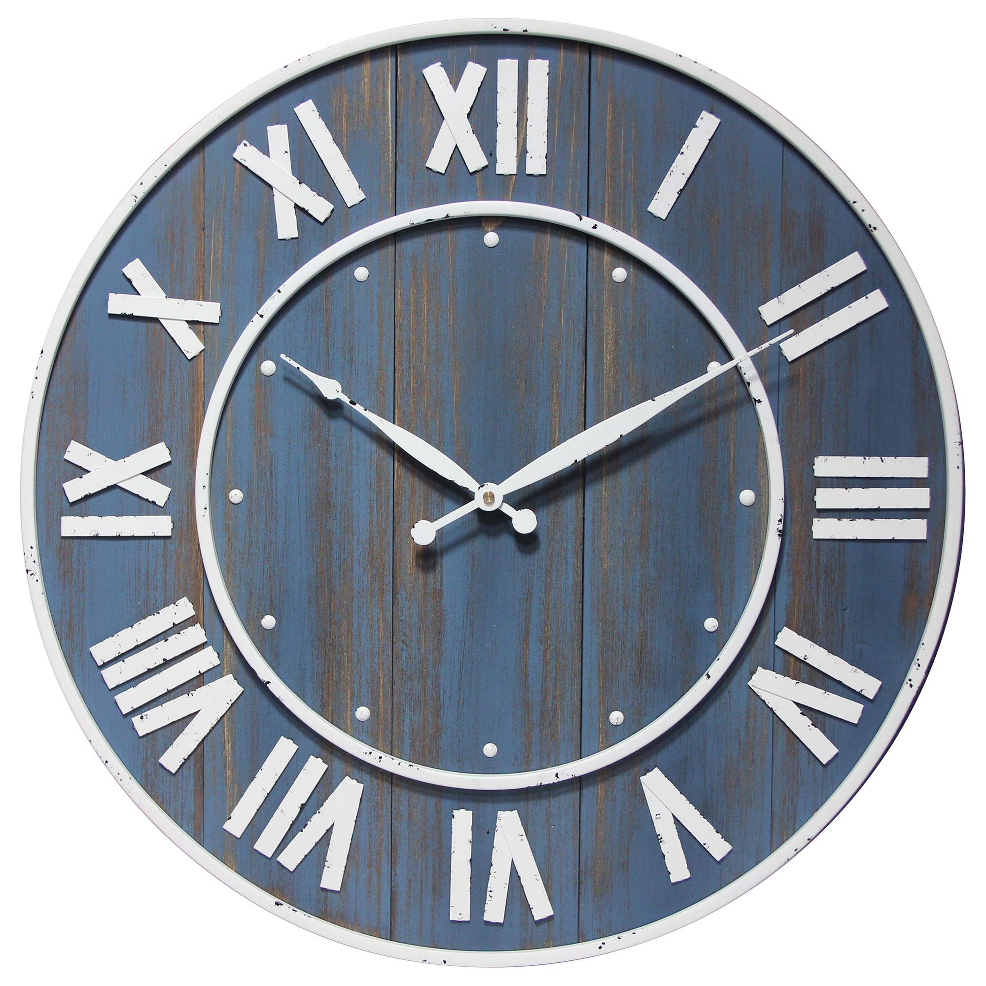 Infinity Instruments Wine Barrel 23 Round Wall Clock In Blue Nebraska Furniture Mart