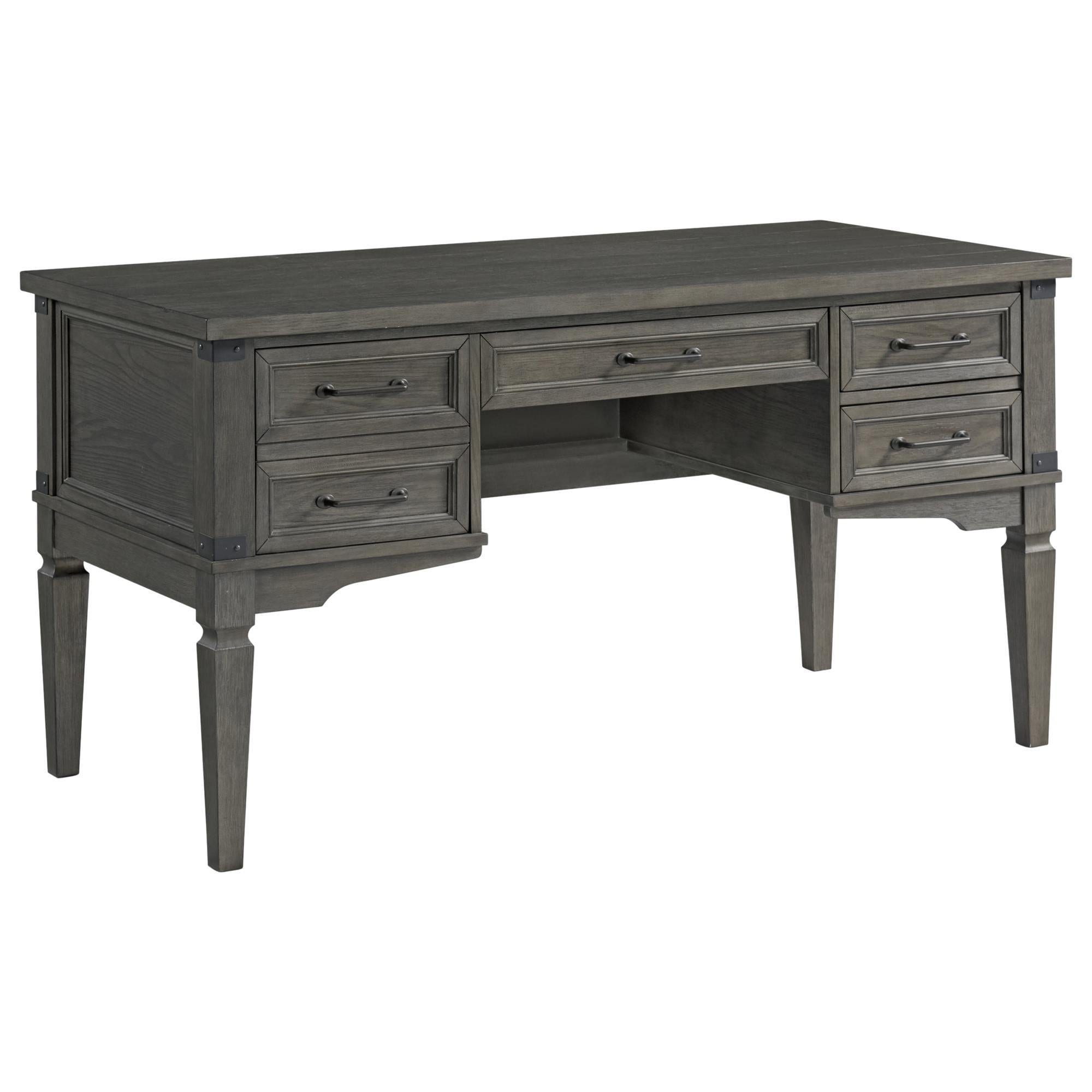 Hawthorne Furniture Foundry 5-Drawer Half Pedestal Desk in Brushed ...