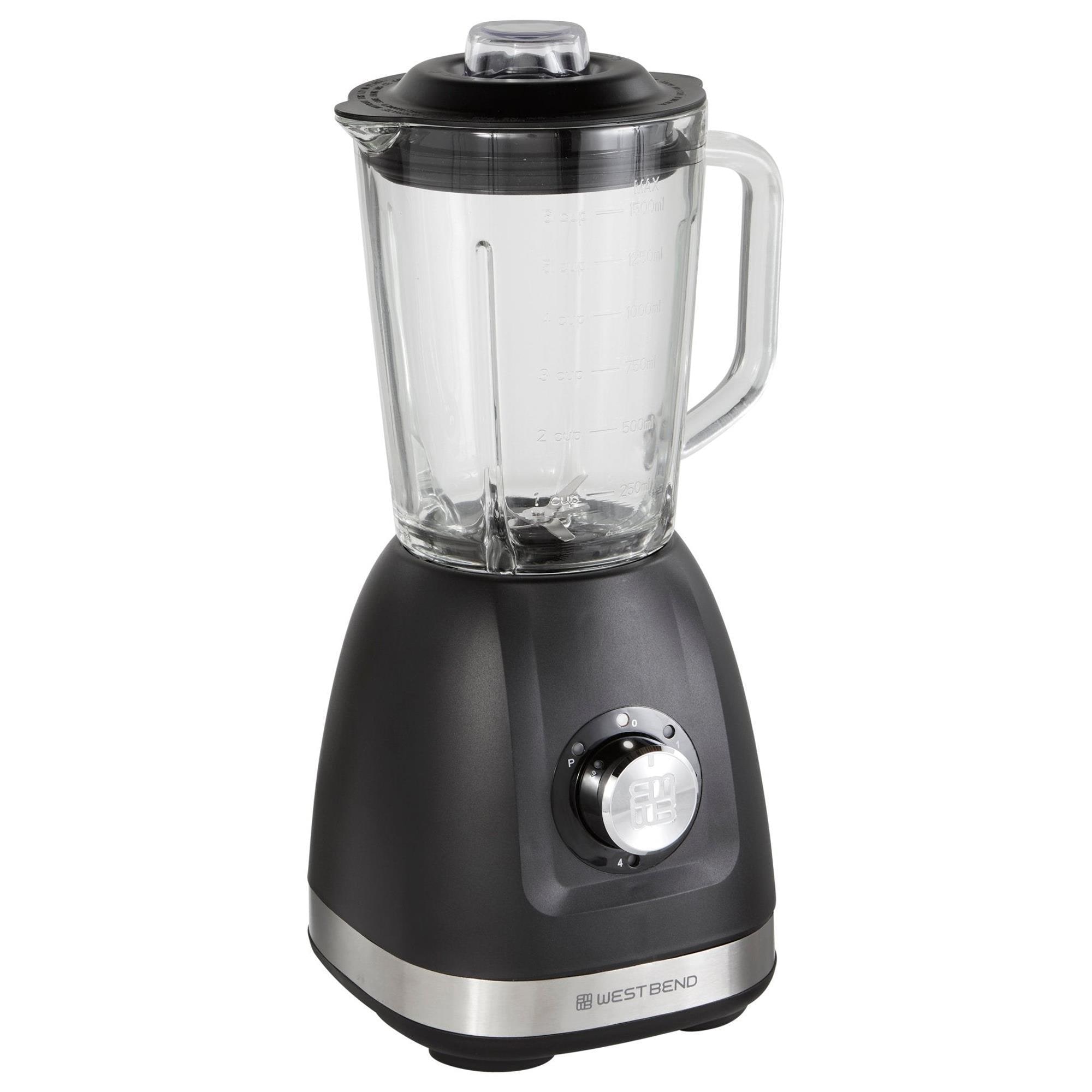 West Bend Timeless 5 Speed Multi-Function Blender, 48 oz Glass Jar, with  Travel Cup, in White/Gold (BLWB48WG13)