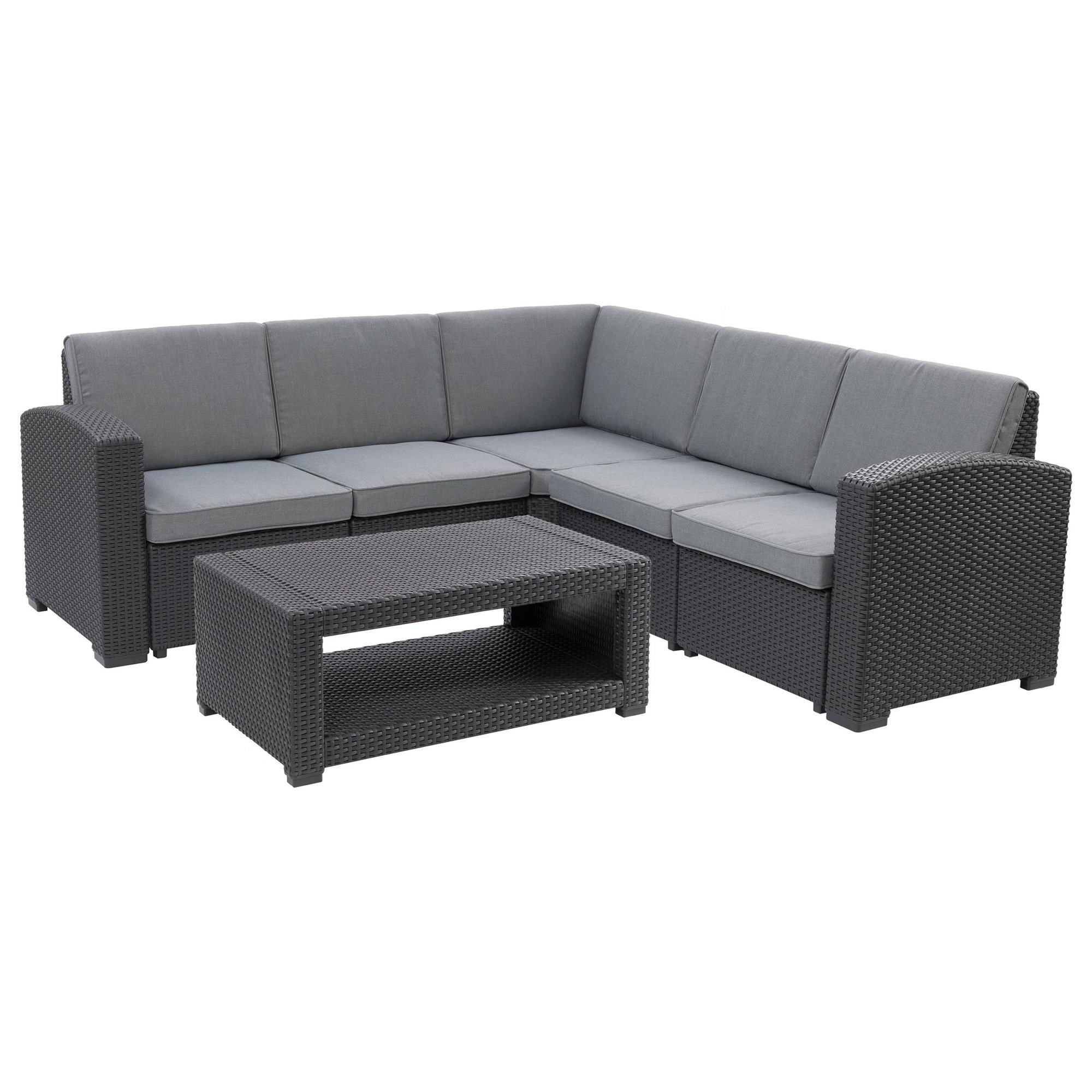 CorLiving Lake Front 6-Piece Patio Sectional in Black/Gray | NFM