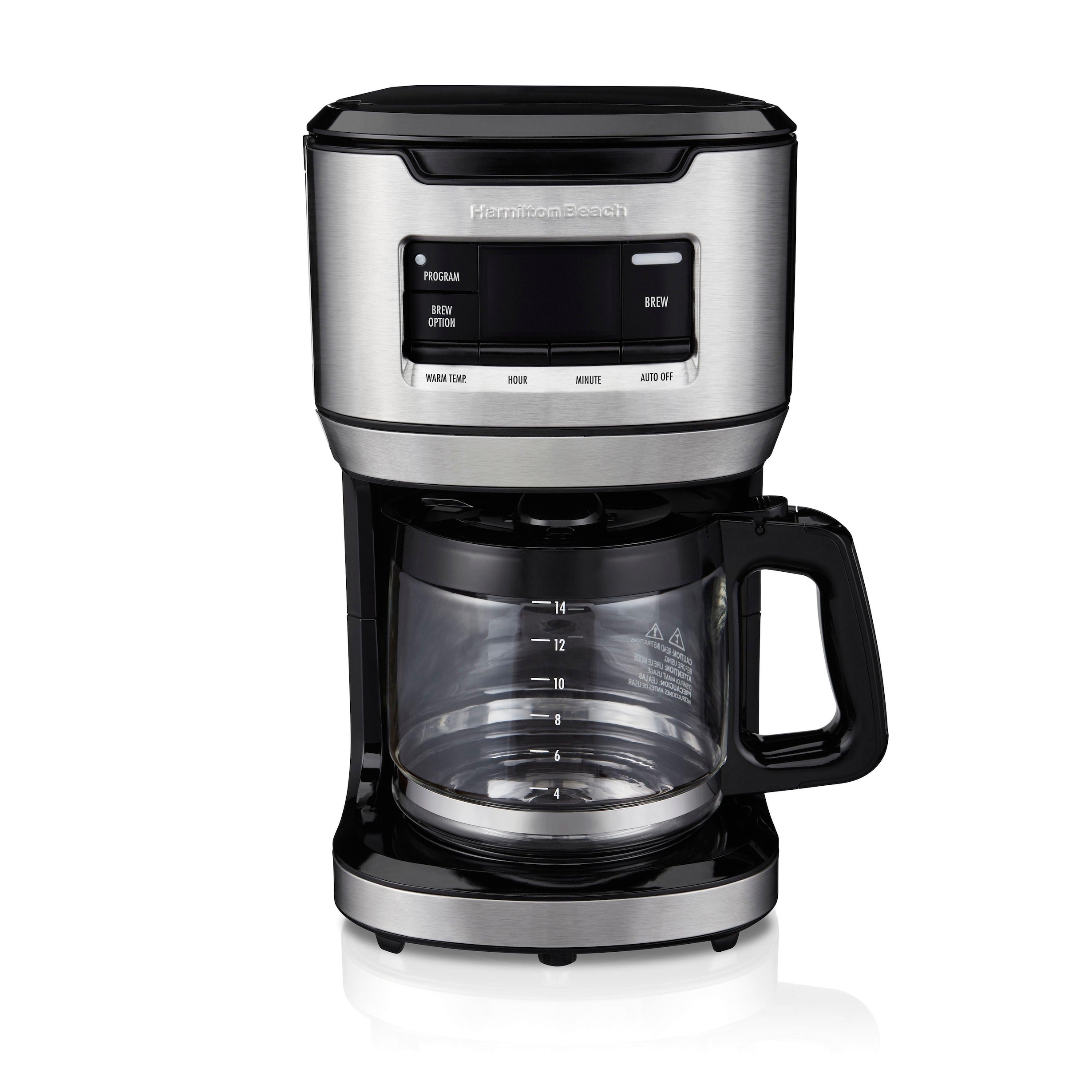 Hamilton Beach 14 Cup Programmable Front Fill Coffee Maker in Black and Stainless Steel NFM