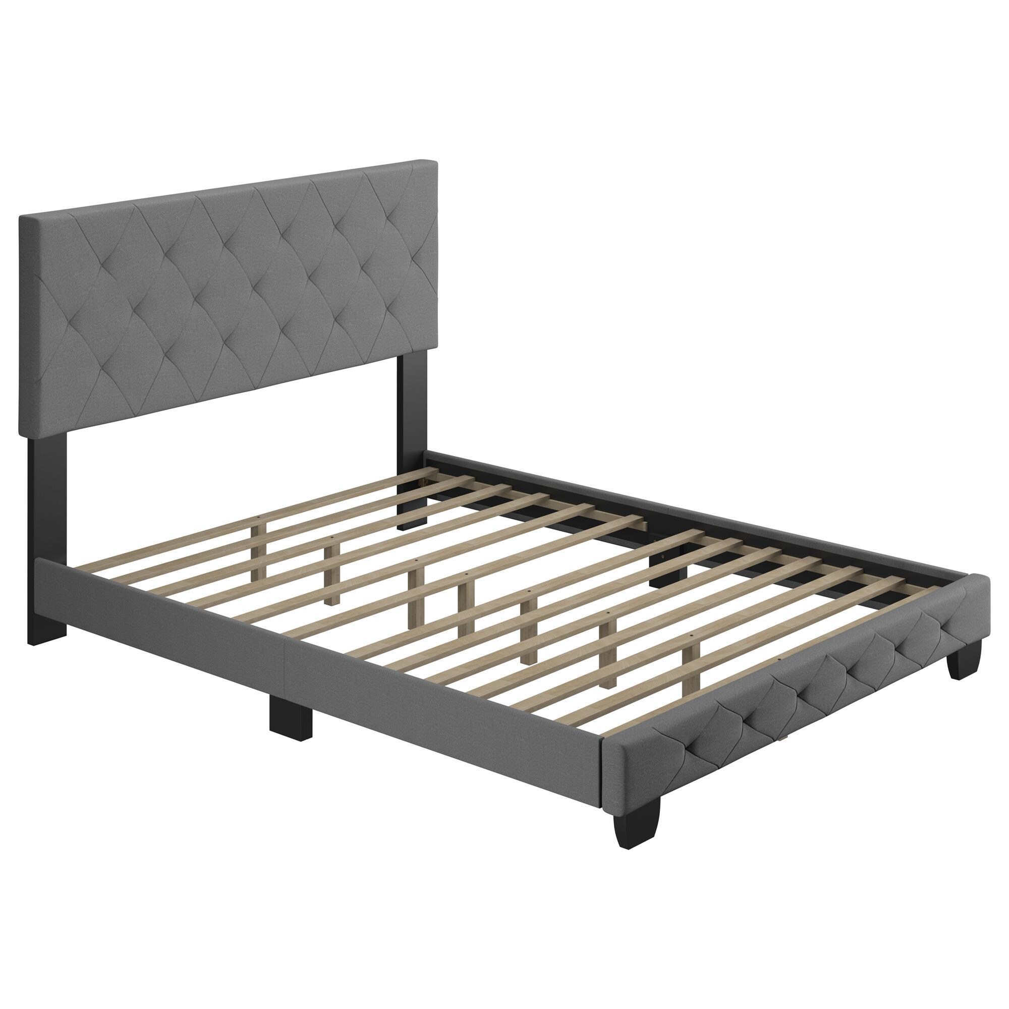 Accent Chloe Full Upholstered Platform Bed in Grey | Nebraska Furniture ...