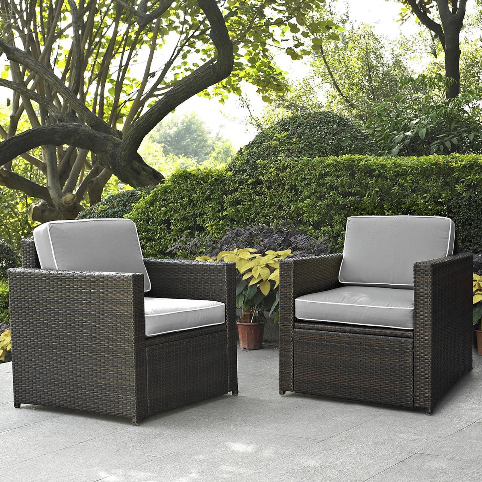 Firefly Palm Harbor Wicker Chair with Grey Cushions - Set of 2 | NFM