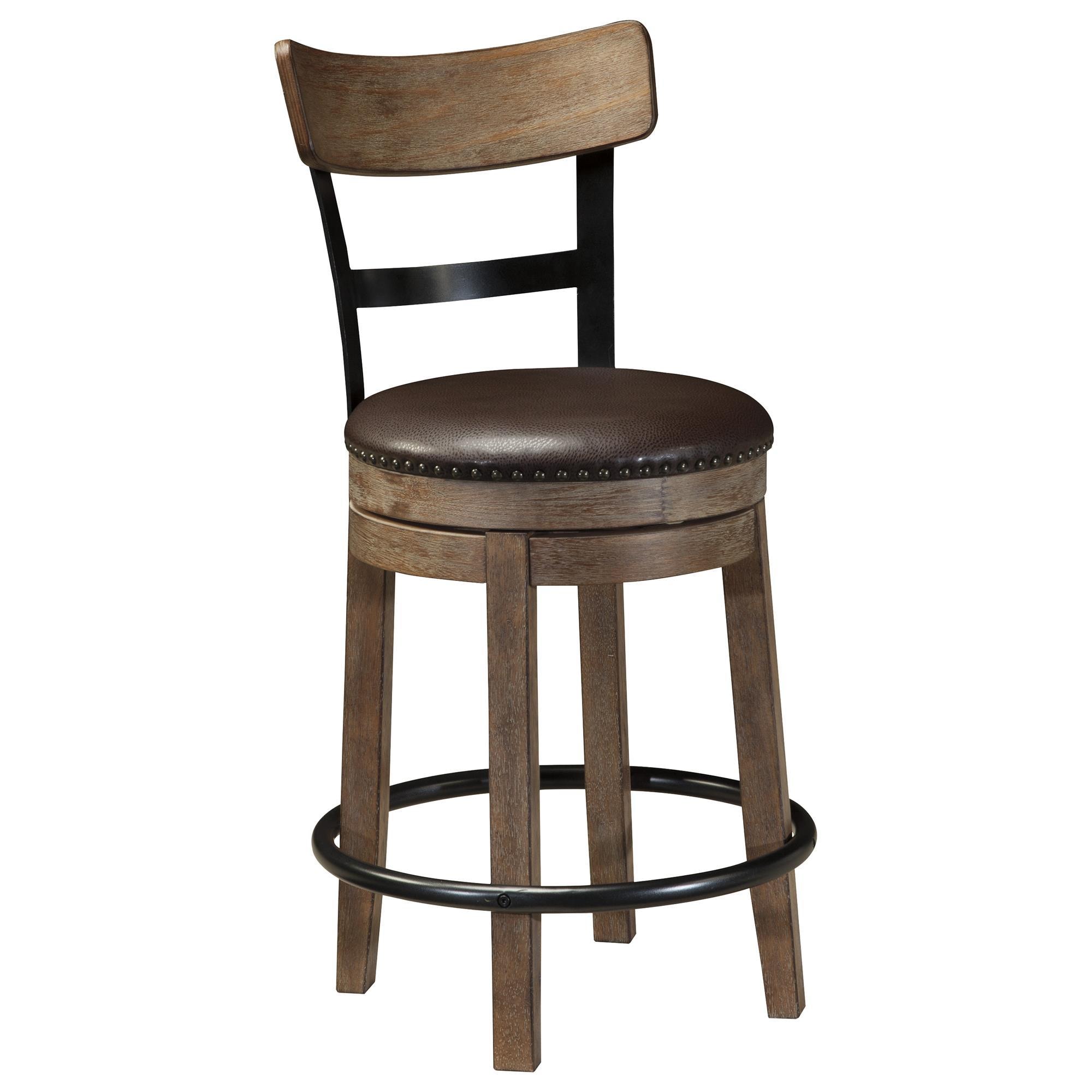 Signature Design by Ashley Pinnadel Swivel Counter Stool in Light Brown ...