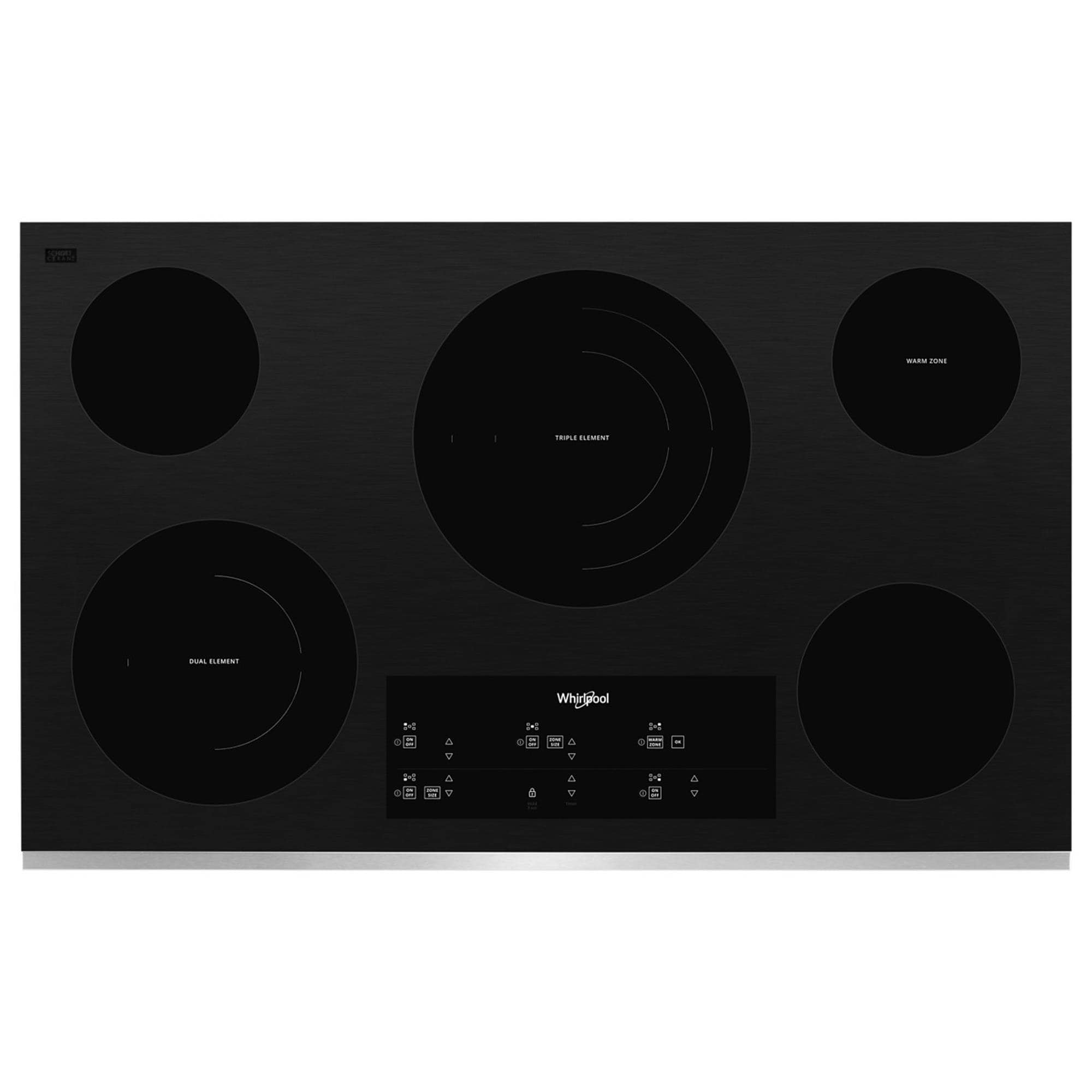 Whirlpool 36 Electric Ceramic Glass Cooktop With Triple Radiant Element In Stainless Steel Nfm 1003