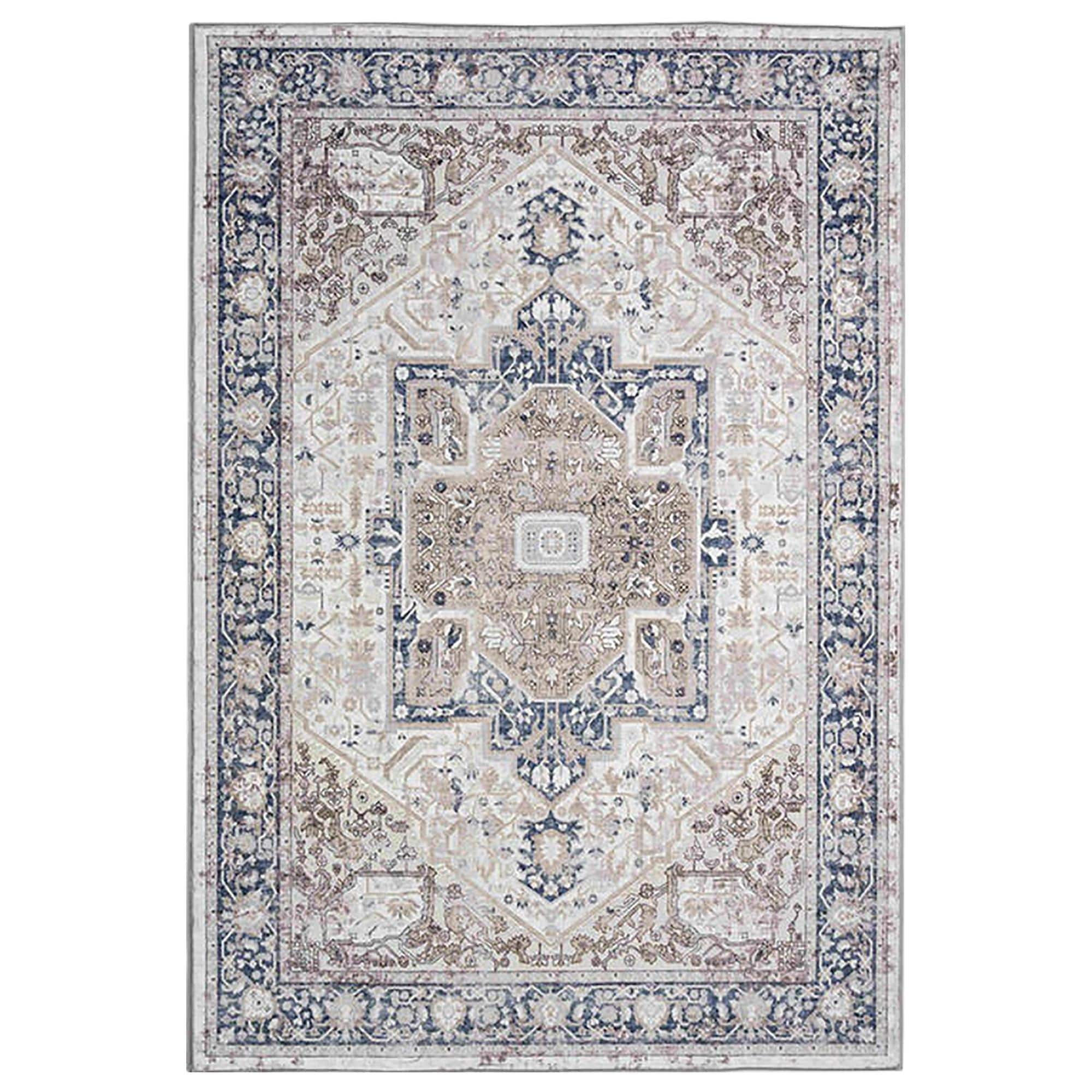 Central Oriental Trisha Yearwood Belmont Jabari 5' x 7' Tan and Dark Blue  Area Rug