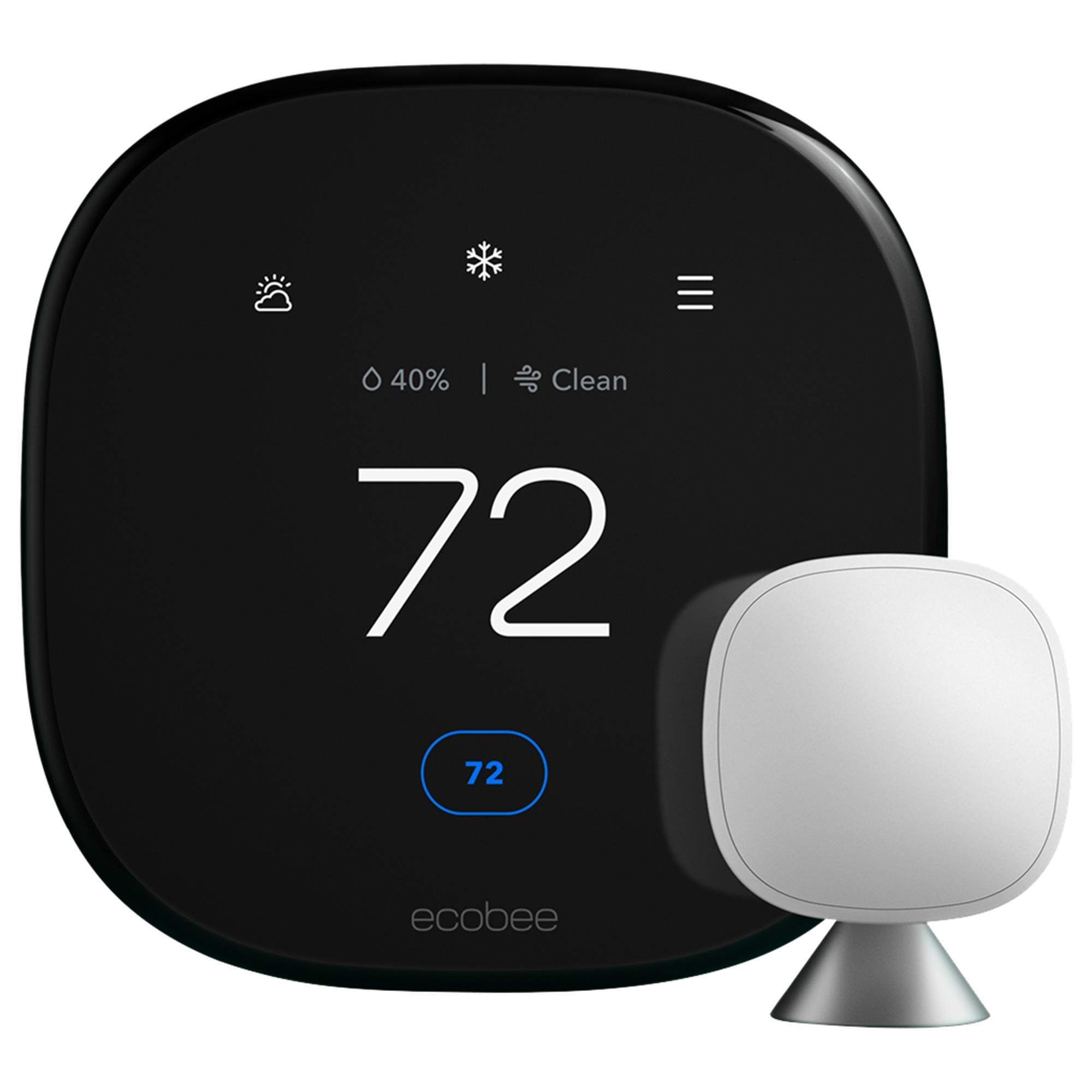 ecobee Smart Thermostat Premium Black Thermostat and Room Sensor with Wi-Fi  Compatibility in the Smart Thermostats department at