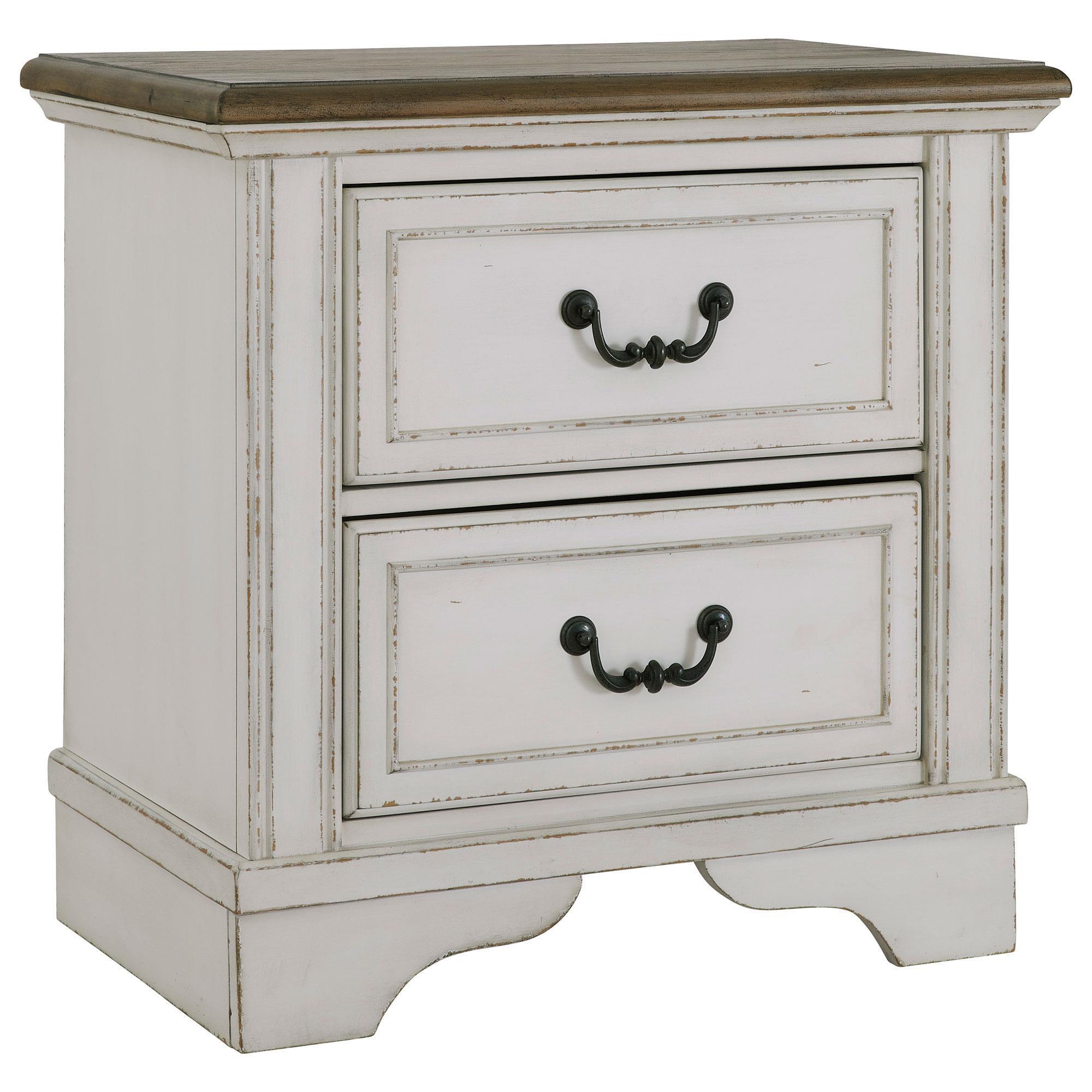 chipped white nightstand