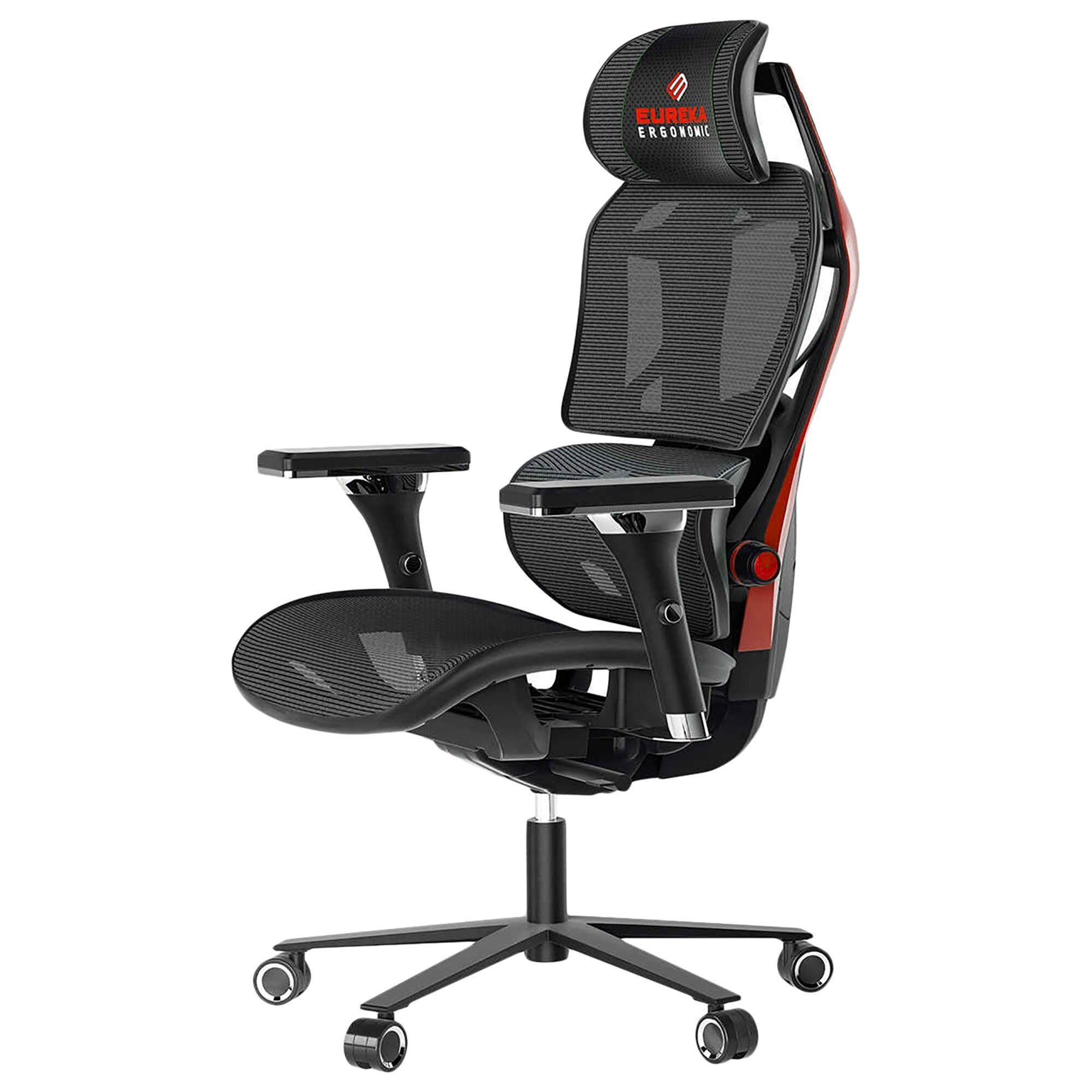 Eureka Typhon Hybrid Adjustable Gaming Chair in Black and Red