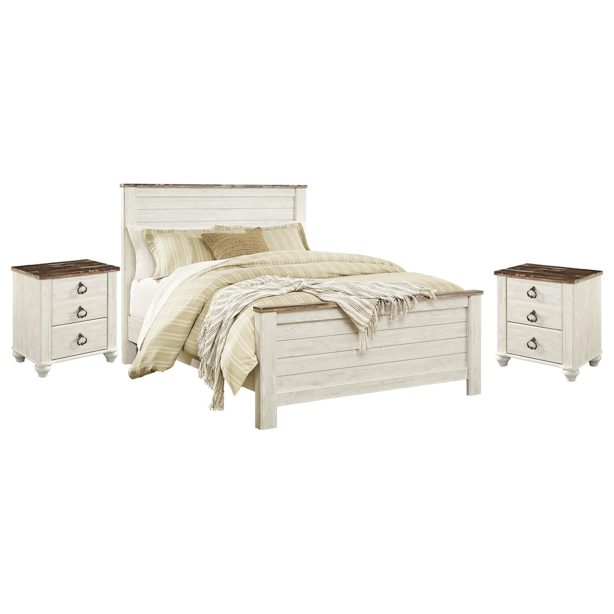 Willowton whitewash store panel bedroom set