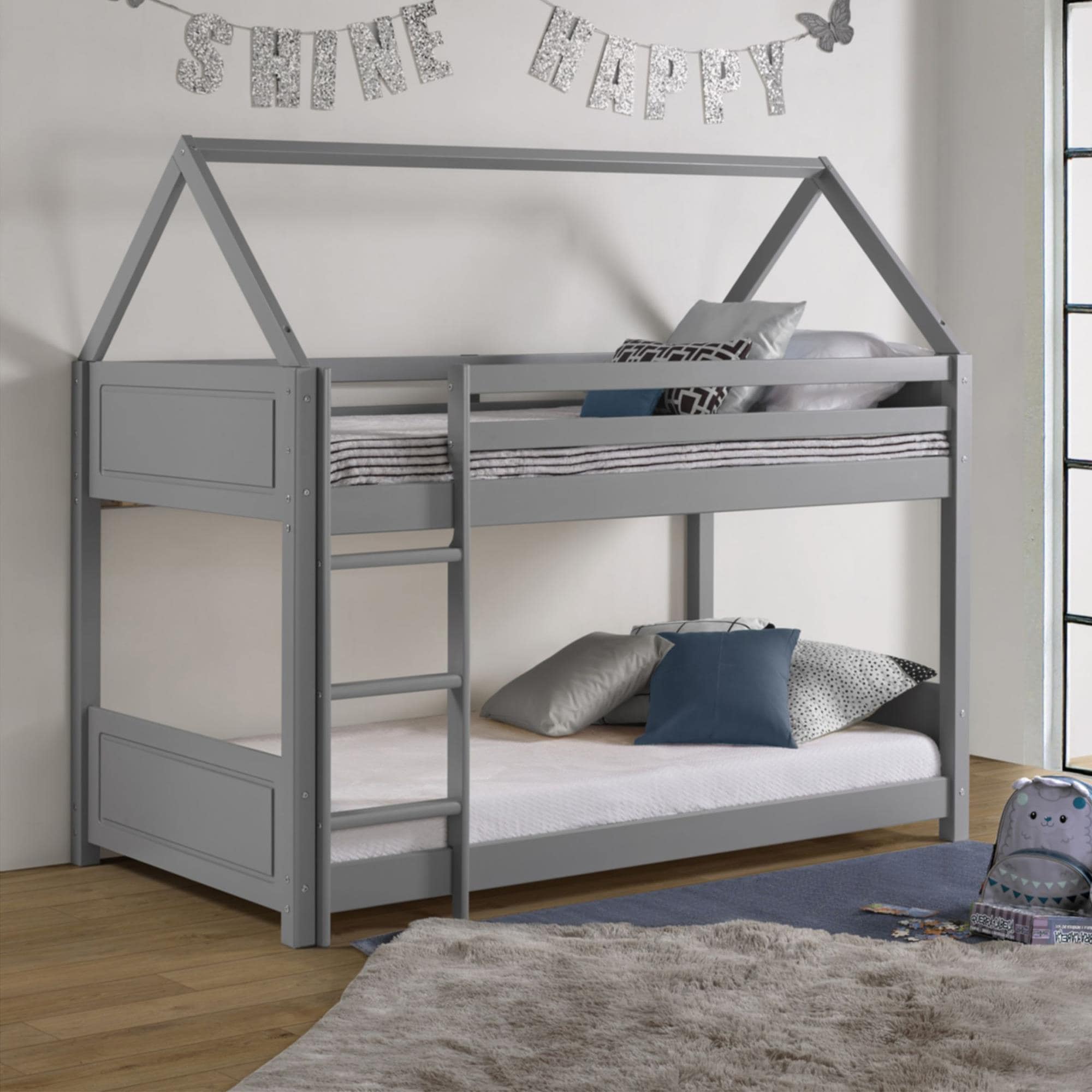 Linden Boulevard Georgie Twin over Twin Bunk Bed in Gray | Shop NFM