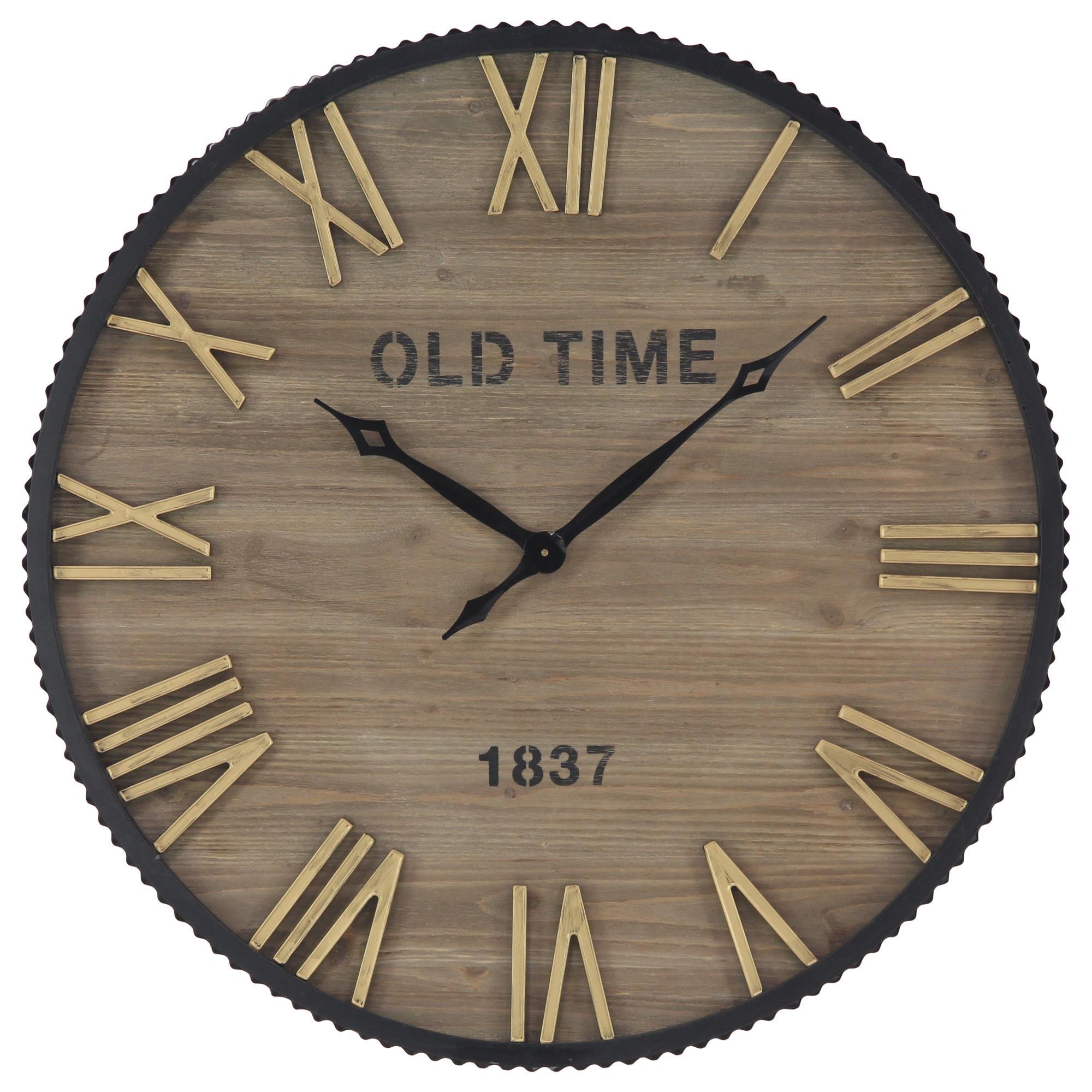 Maple and Jade 12 Wood Farmhouse Table Clock in Black
