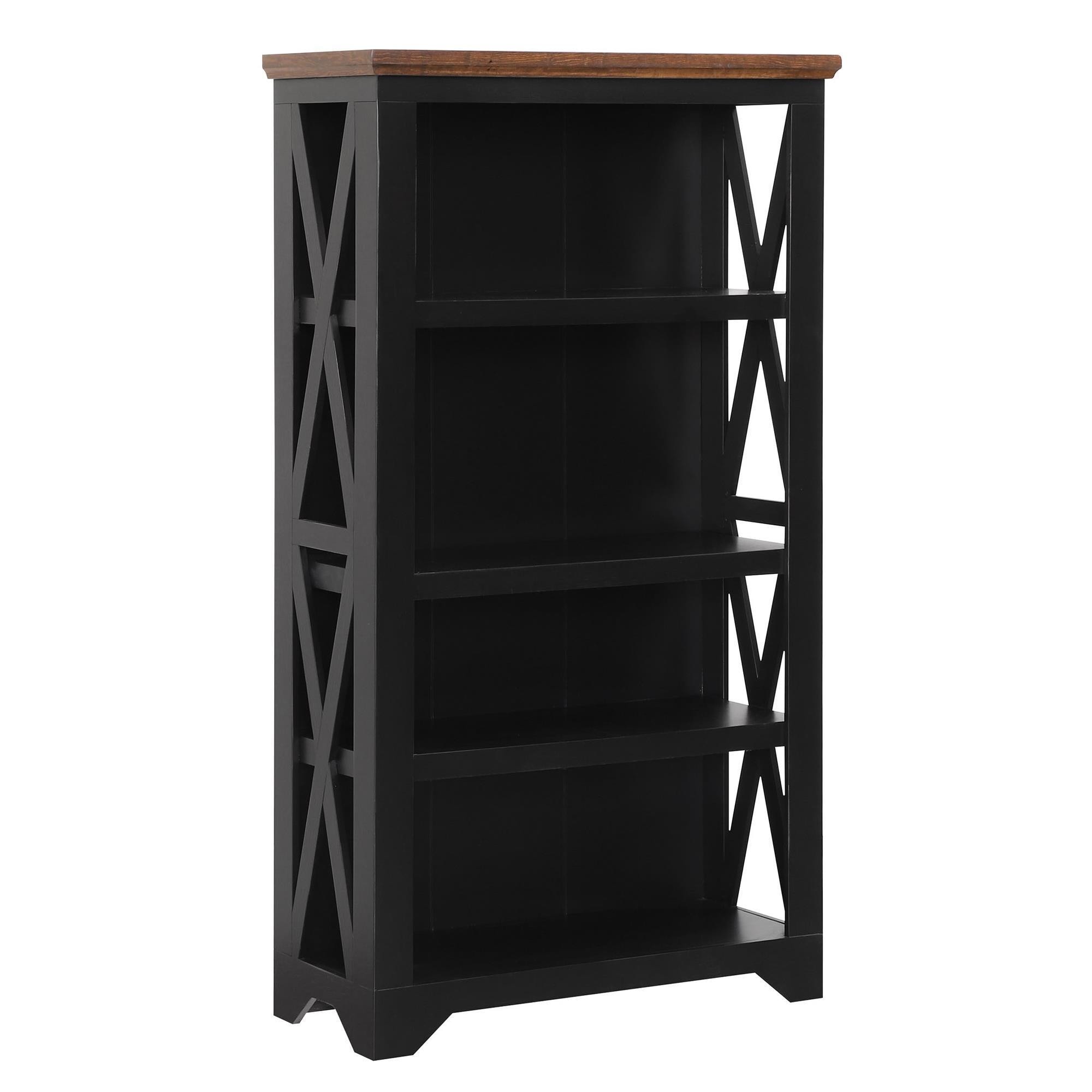 Meximuebles 60" Qatar Bookcase in Black Distressed NFM