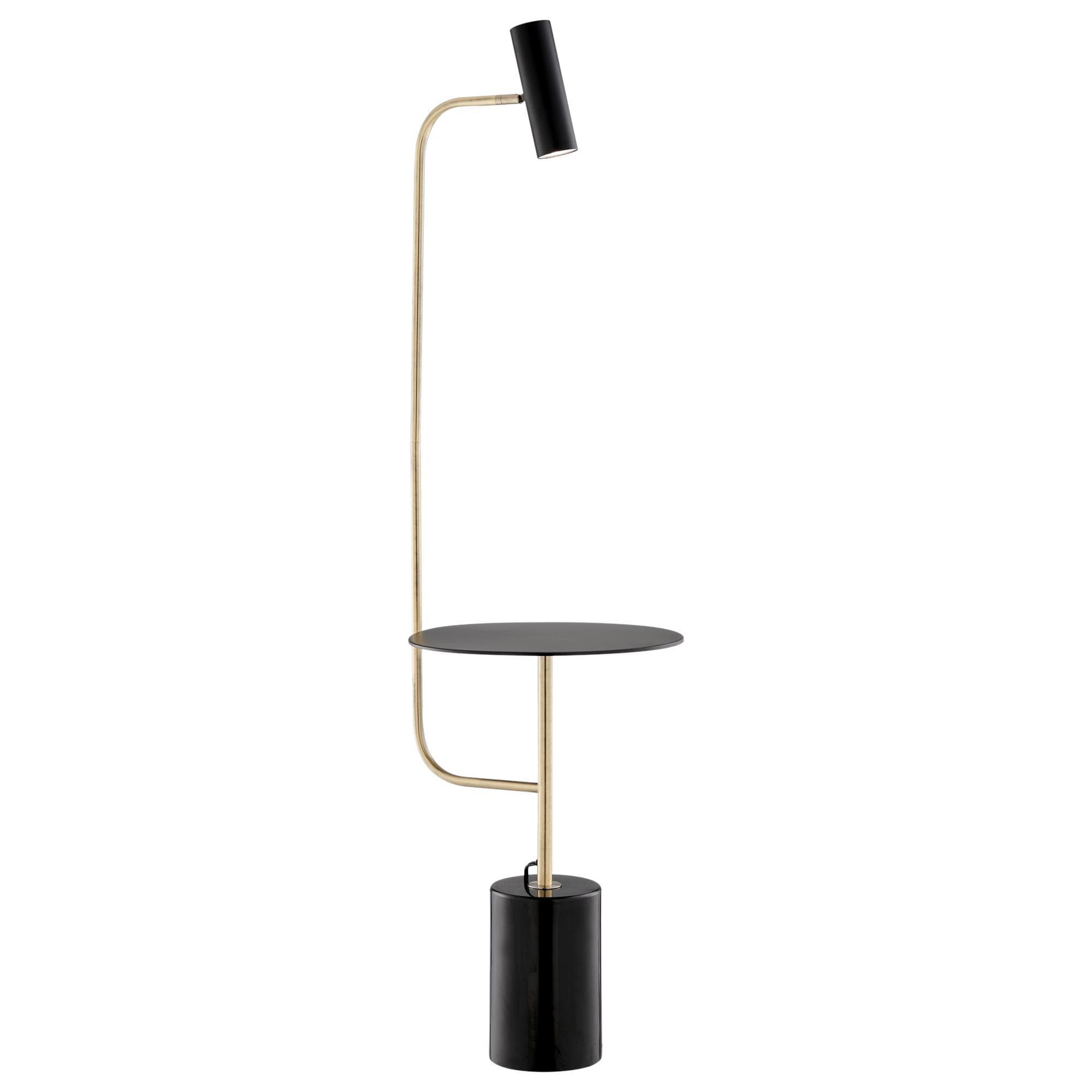 Lite Source Tatum LED Floor Lamp with End Table in Black and Gold | NFM