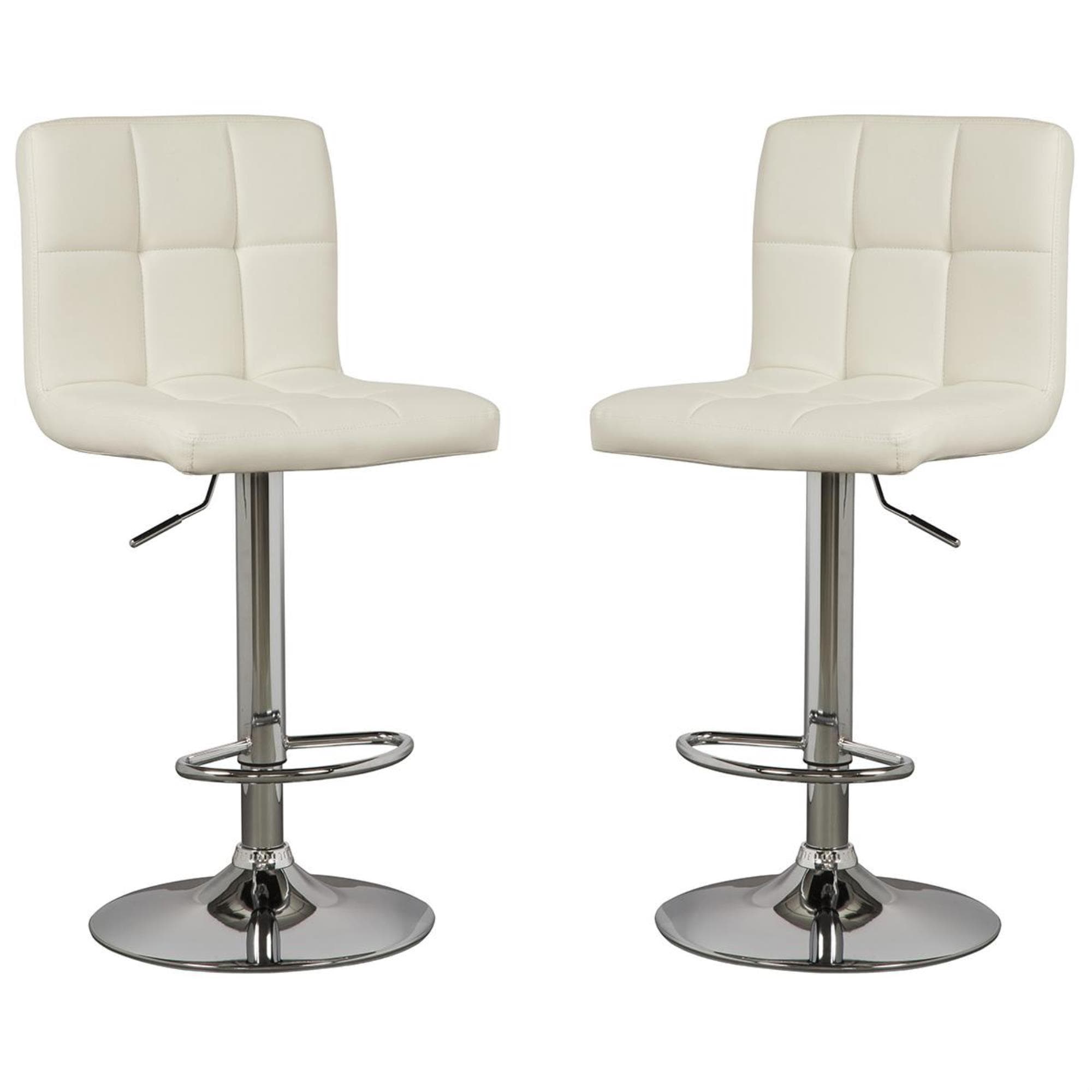 Signature Design By Ashley Bellatier Adjustable Height Bar Stool In Bone And Chrome Set Of 2 Nebraska Furniture Mart