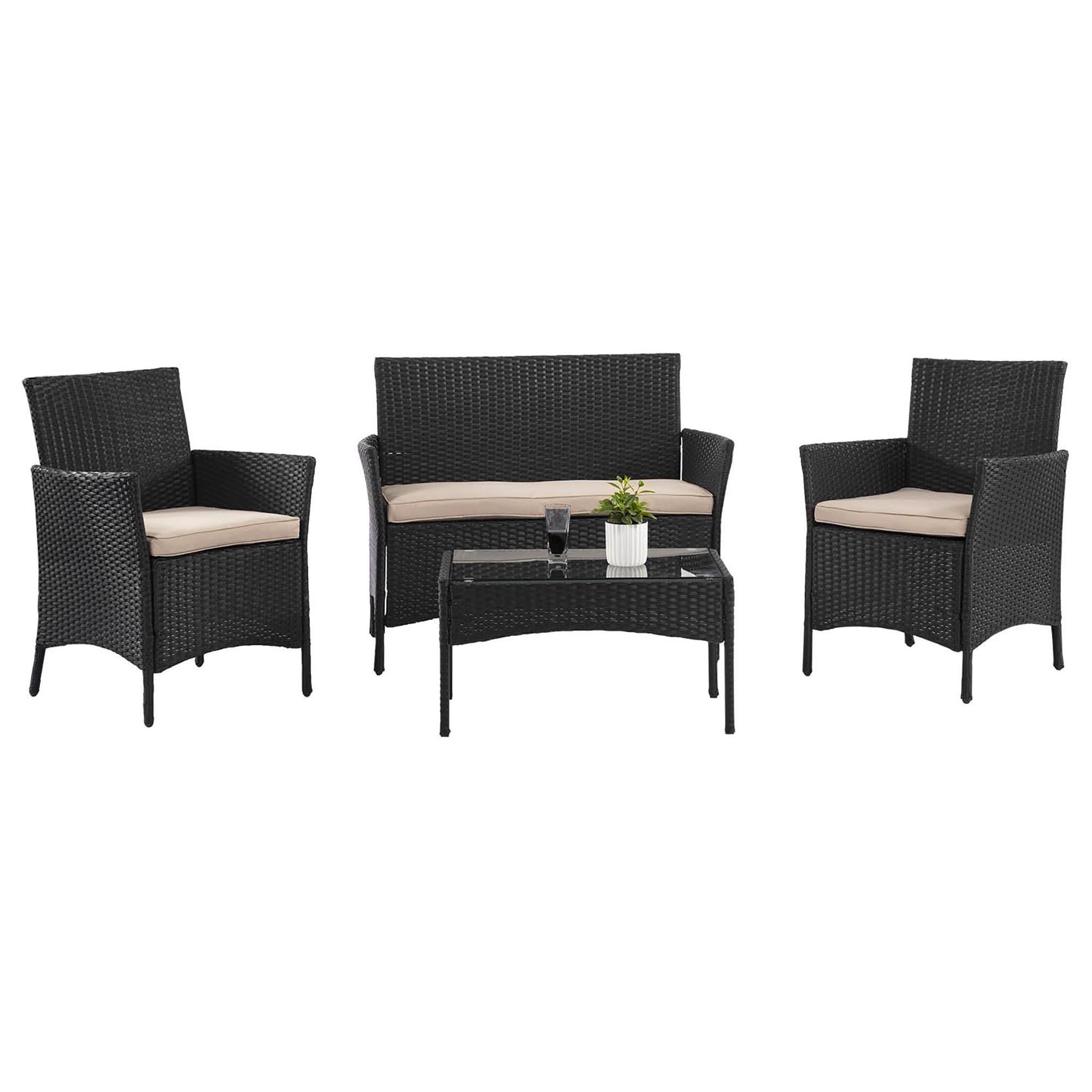 Black rattan patio table hot sale