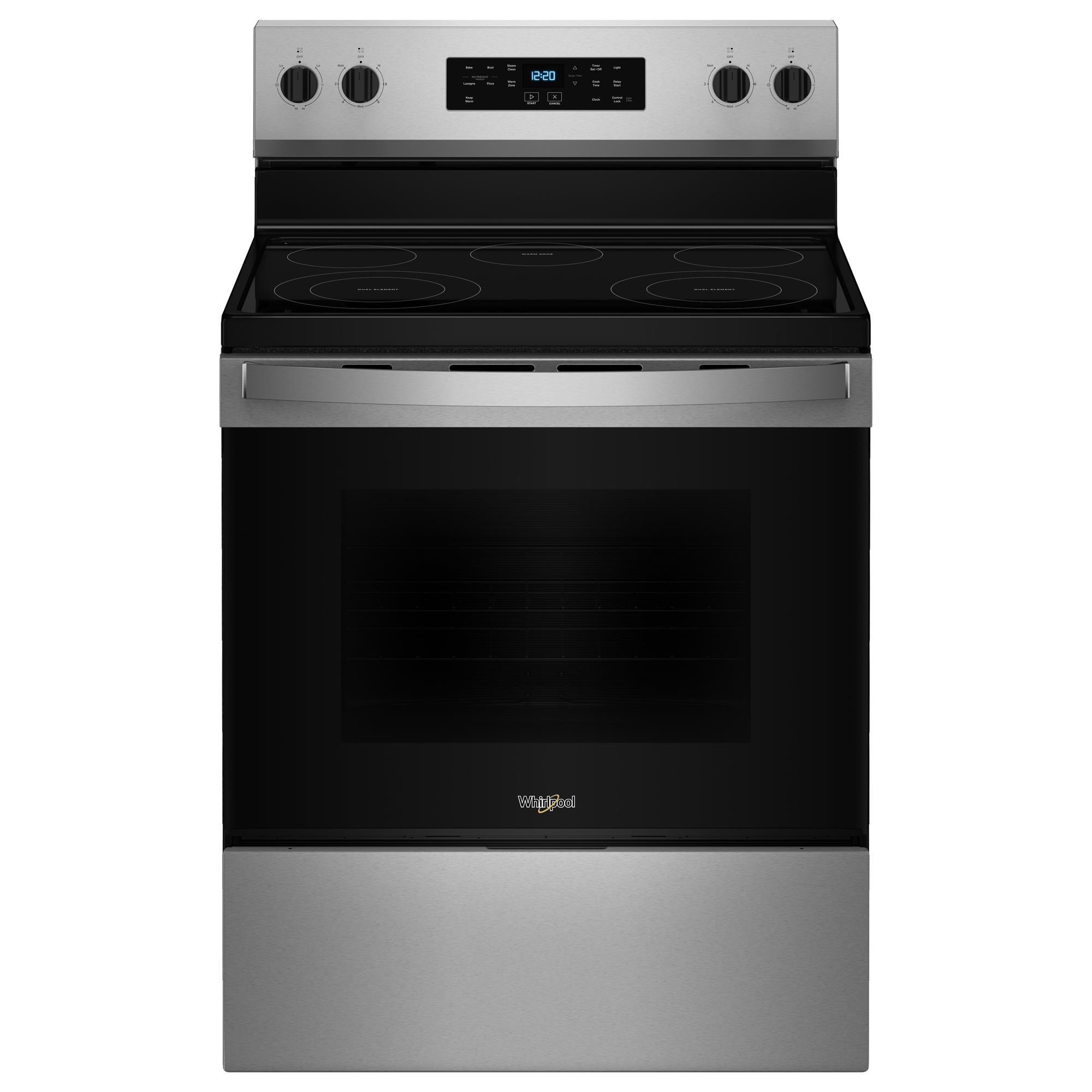 Whirlpool 5.3 Cu. Ft. Electric Range with Steam Clean in Stainless ...