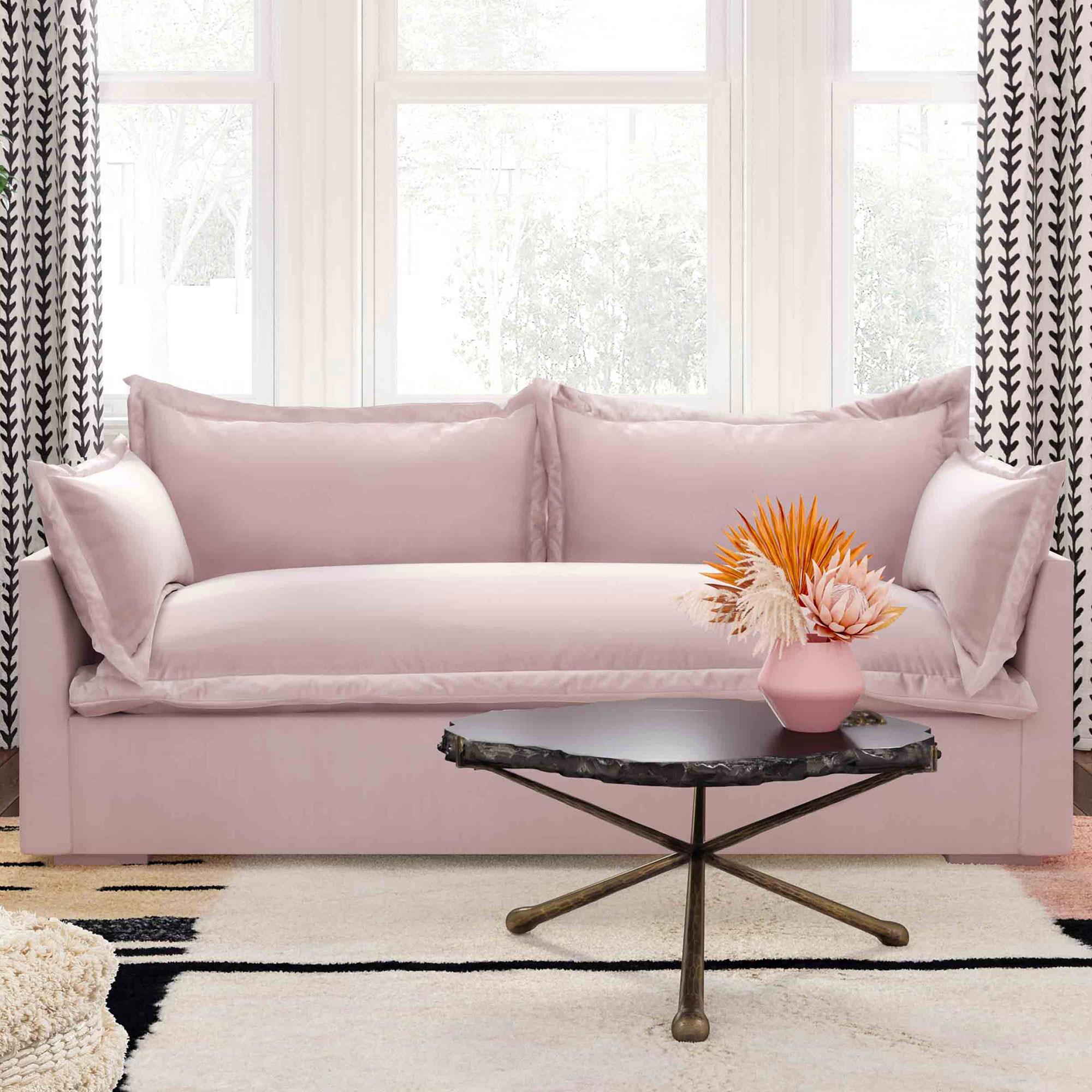 Tov Furniture Freya Sofa in Mauve Velvet | Nebraska Furniture Mart