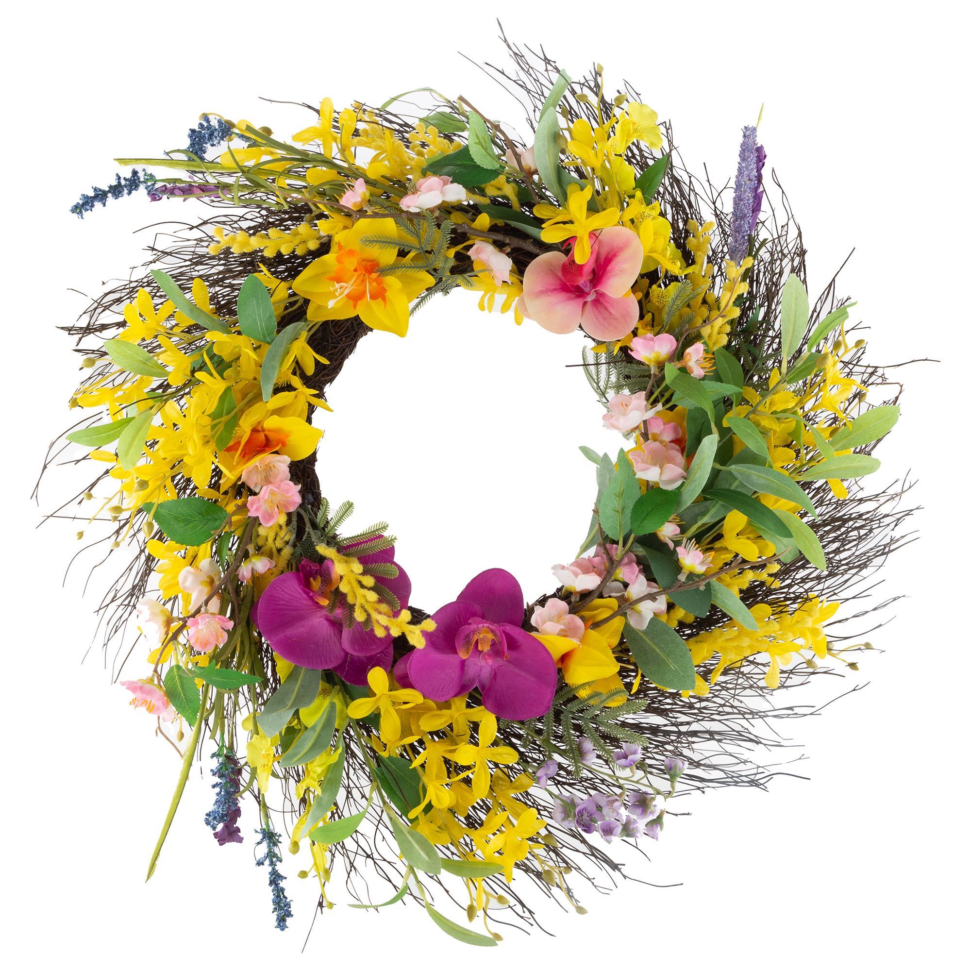 Forsythia Wreath-Yellow Spring Wreath-Summer Wreath-Year Round Wreath-Front  Door Wreath-Yellow Decor-Forsythia Spring Wreath-Wreath for Door