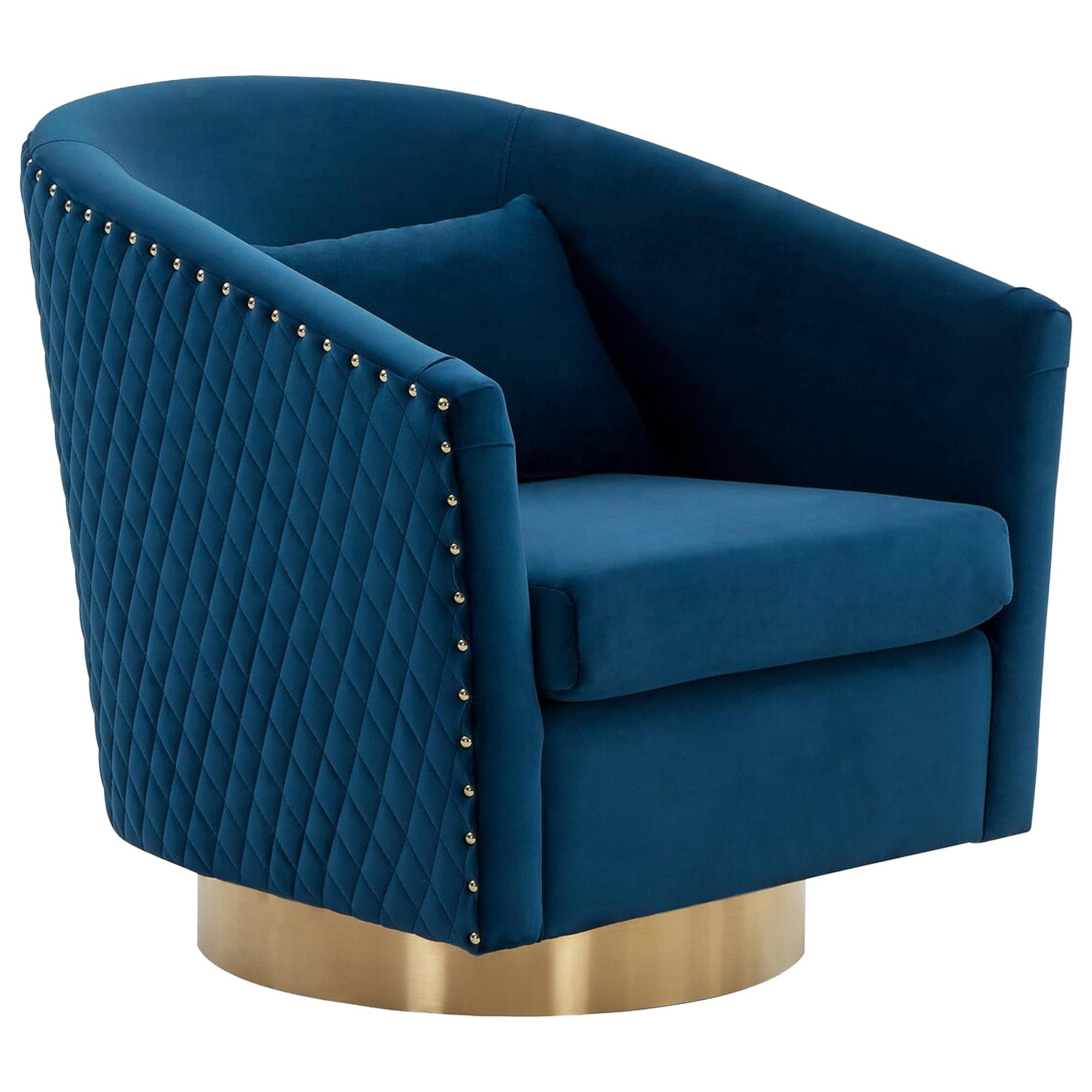 navy velvet tub chair