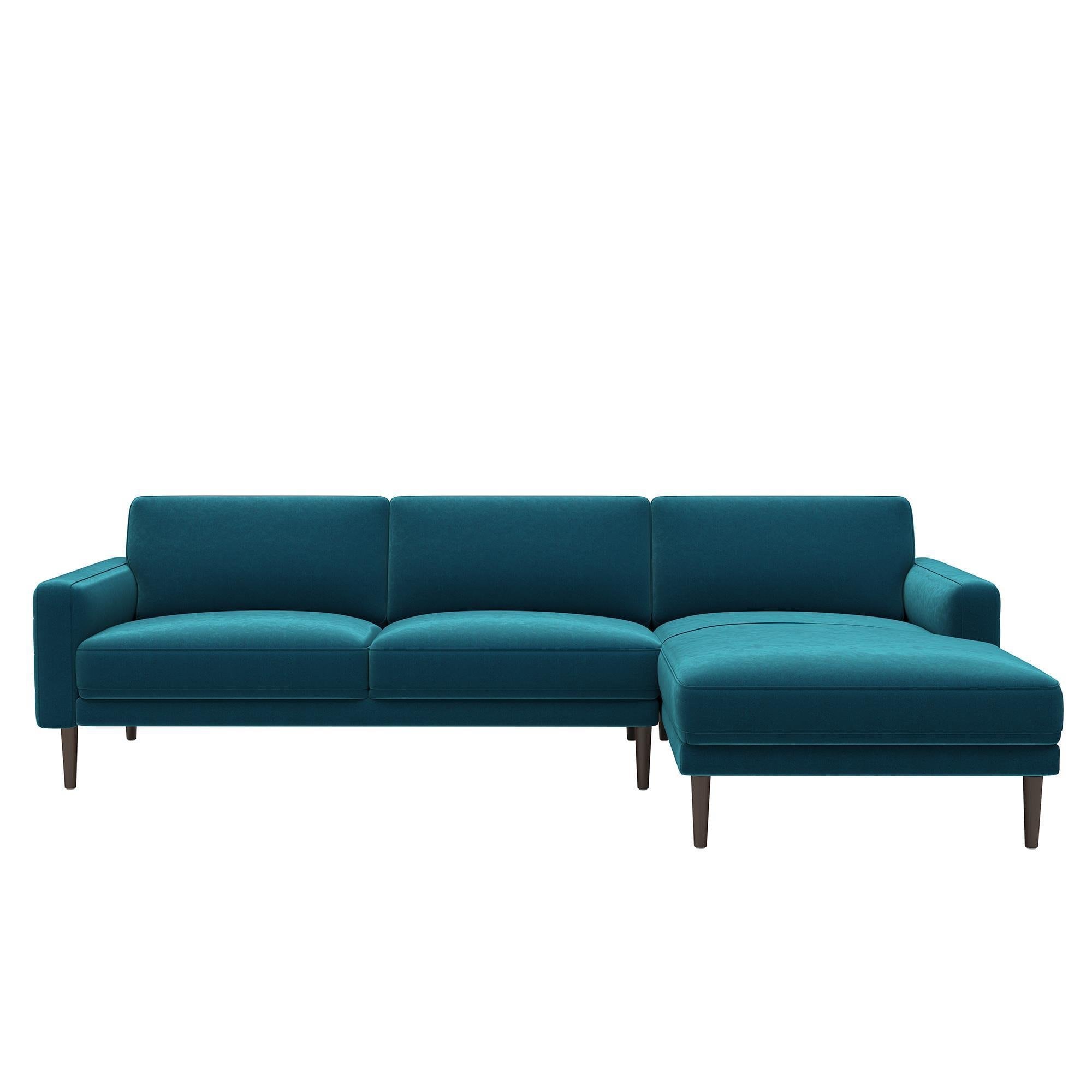 Teal velvet chaise discount sofa